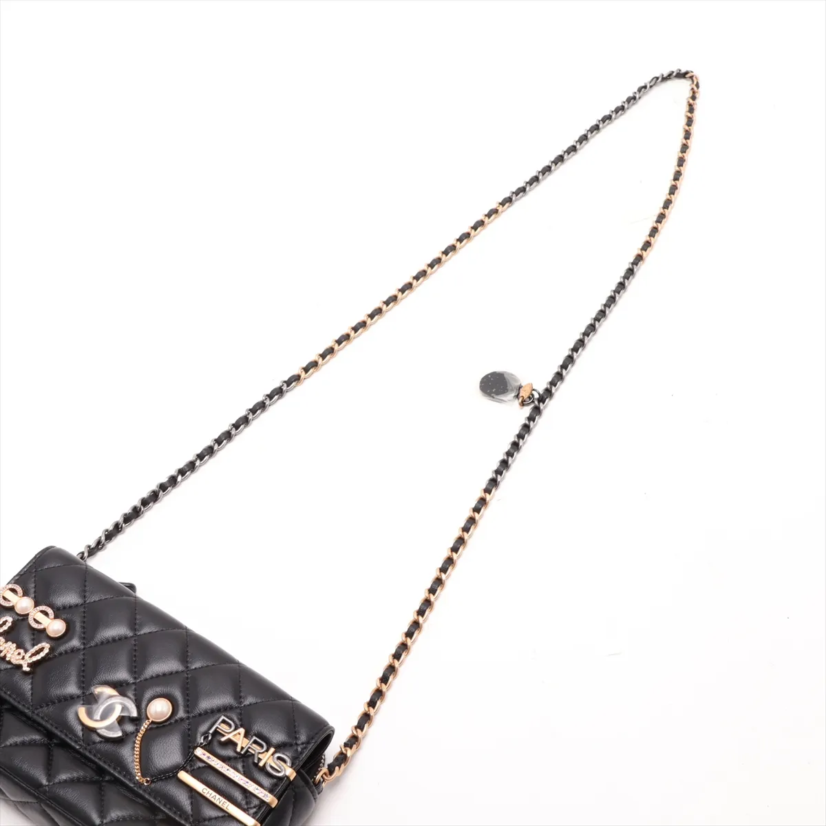 [Individually packaged] Chanel Matelassé Lambskin Chain Shoulder Bag, Black with Gold and Gunmetal Hardware, 31713141, Series 31 — view 5