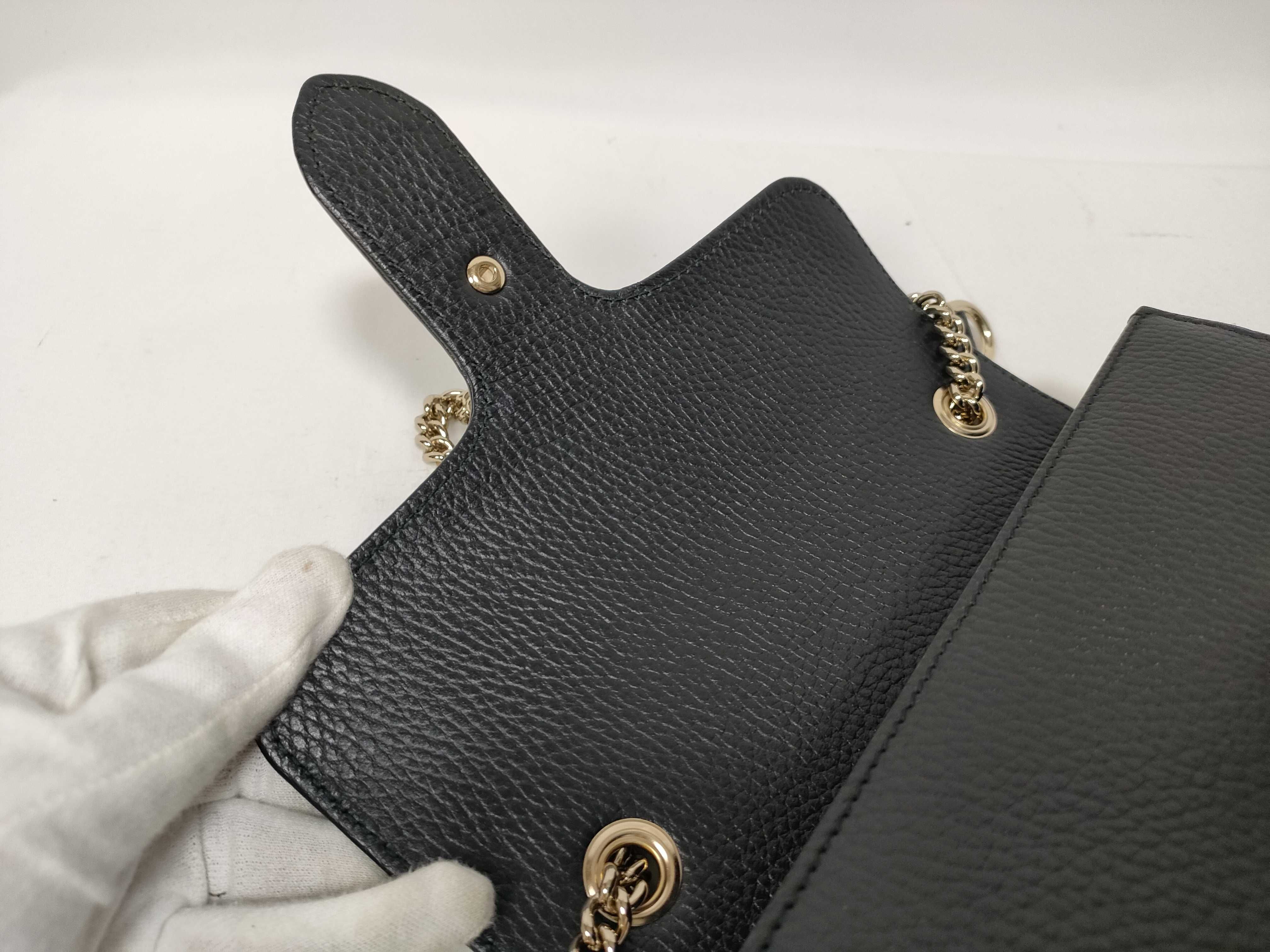 Interlocking G Leather Chain Shoulder Bag, Black, 510304 (Outlet) — view 11
