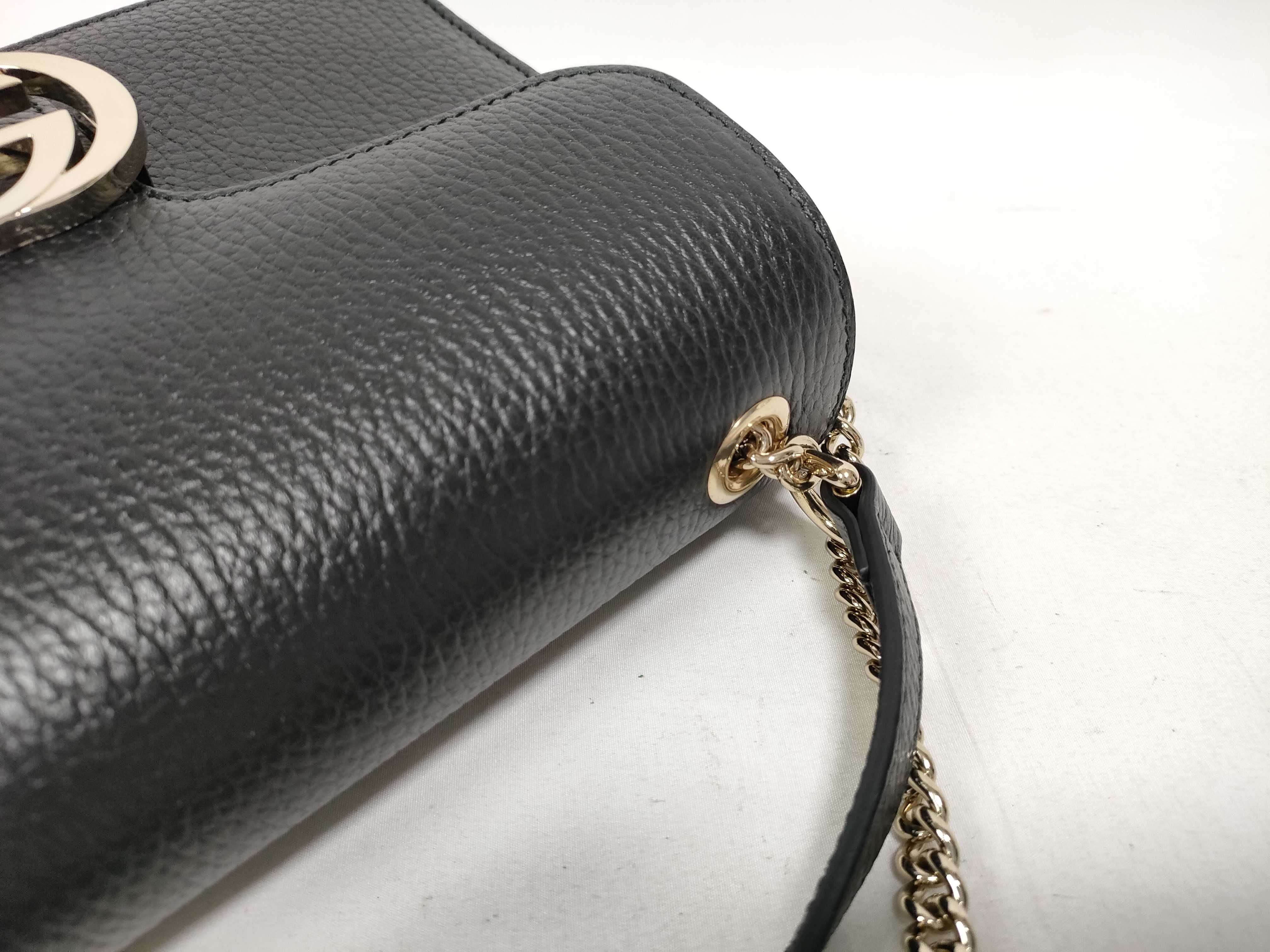 Interlocking G Leather Chain Shoulder Bag, Black, 510304 (Outlet) — view 7