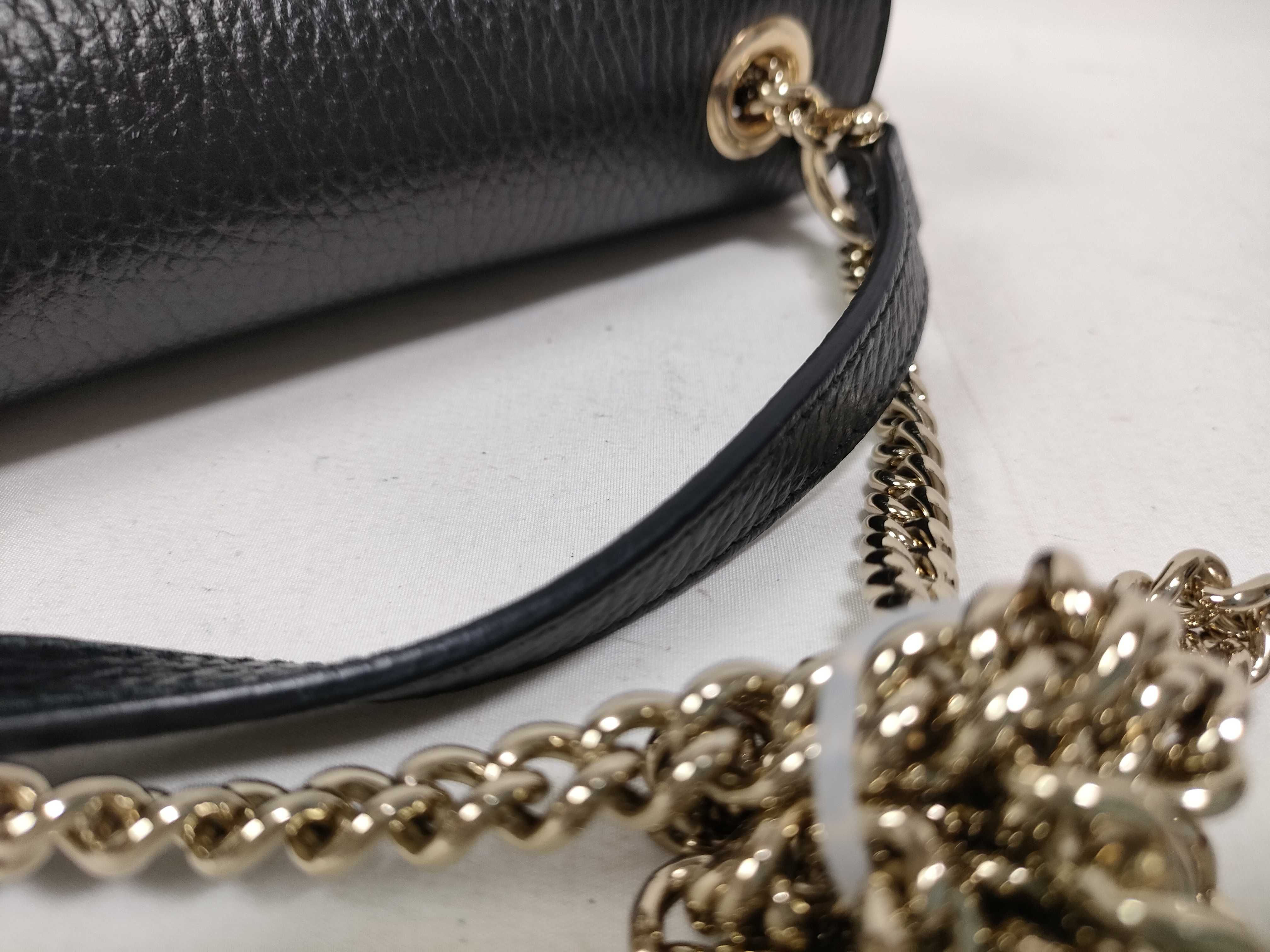 Interlocking G Leather Chain Shoulder Bag, Black, 510304 (Outlet) — view 8