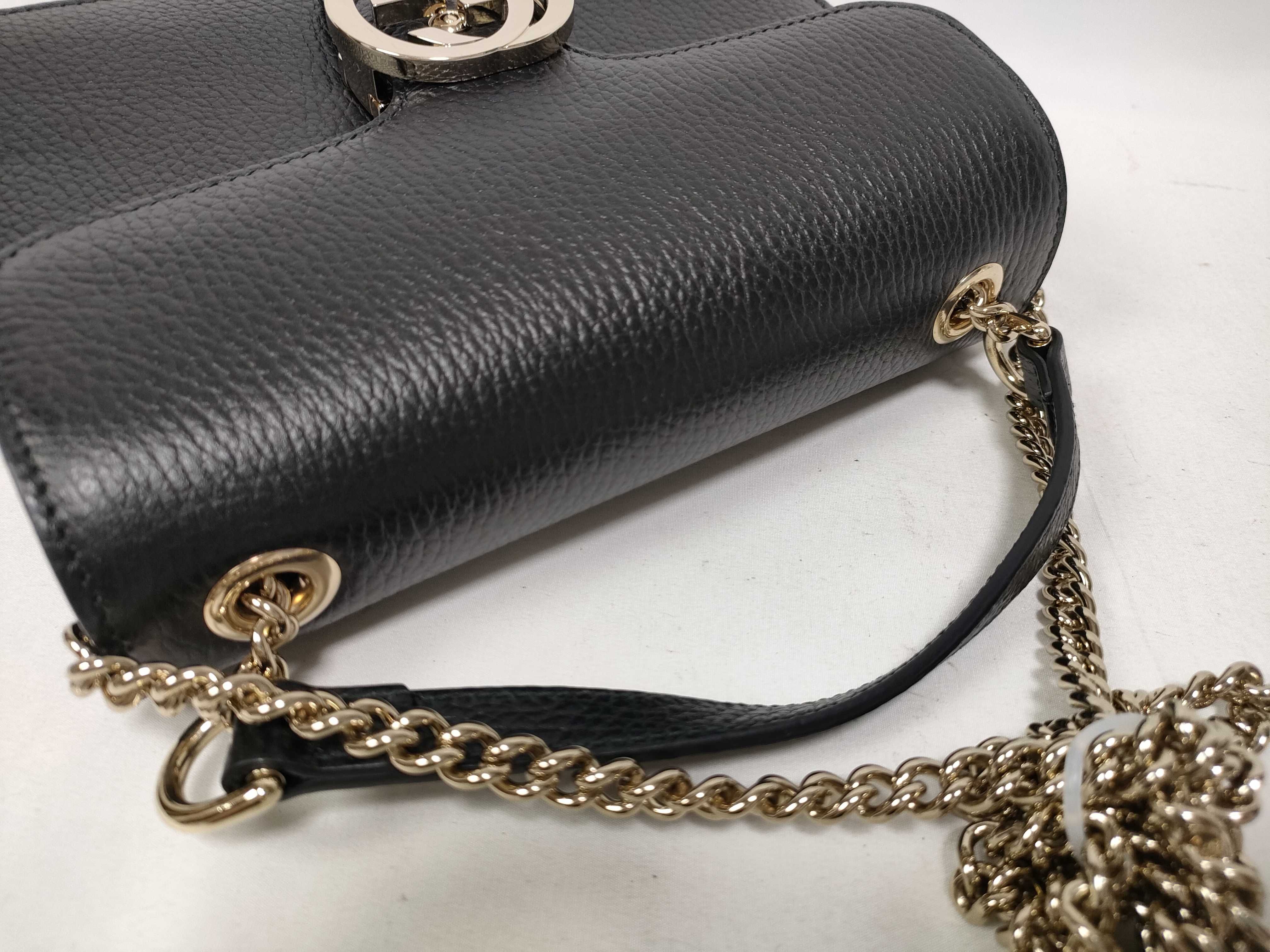 Interlocking G Leather Chain Shoulder Bag, Black, 510304 (Outlet) — view 9
