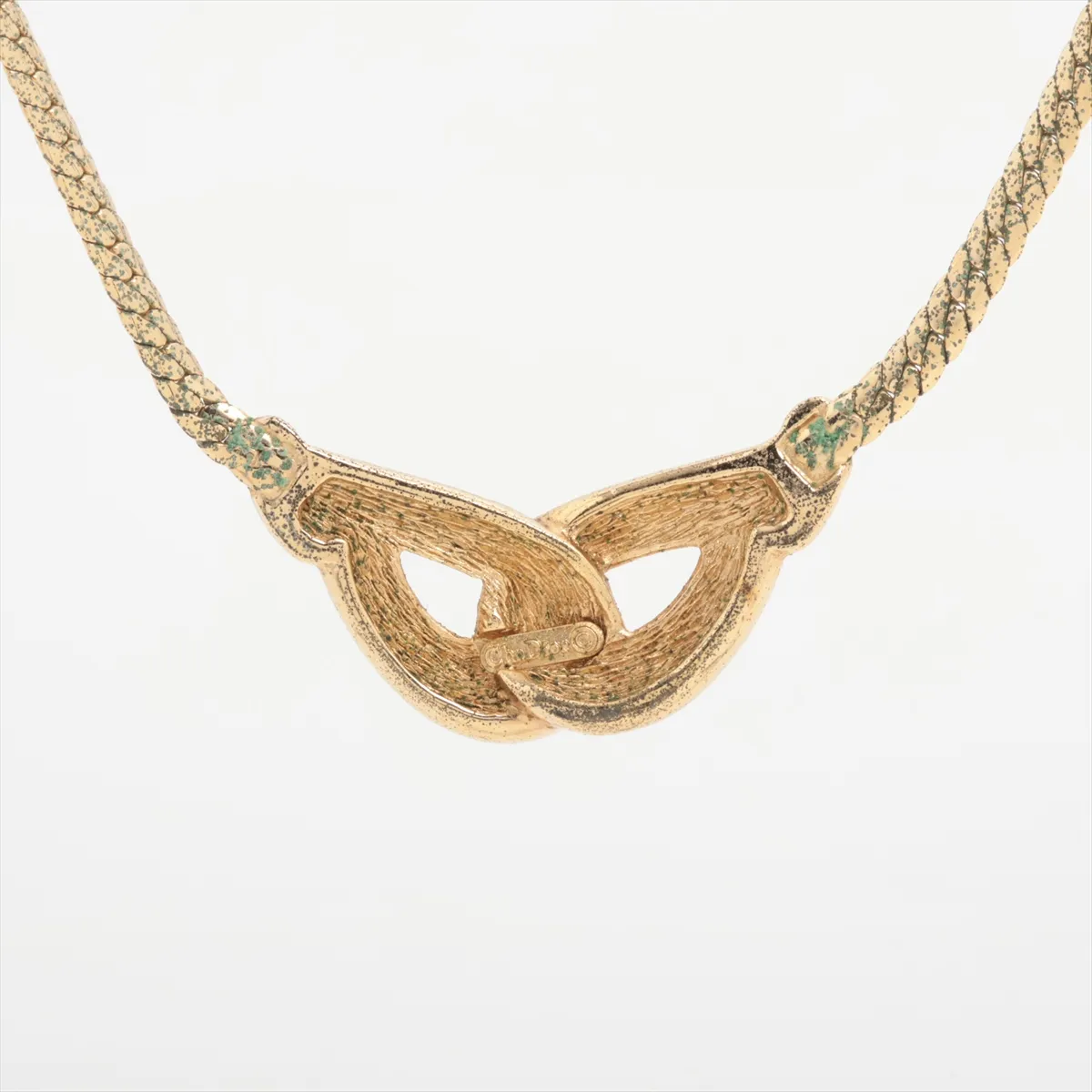 necklace, gold and black, with rhinestones. Shows signs of wear including — view 2