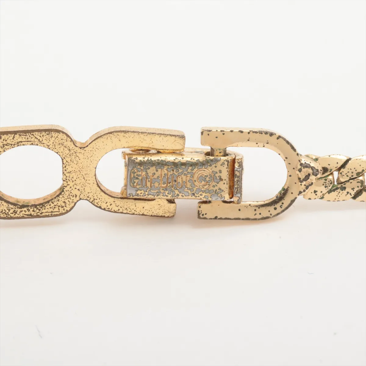 necklace, gold and black, with rhinestones. Shows signs of wear including — view 4