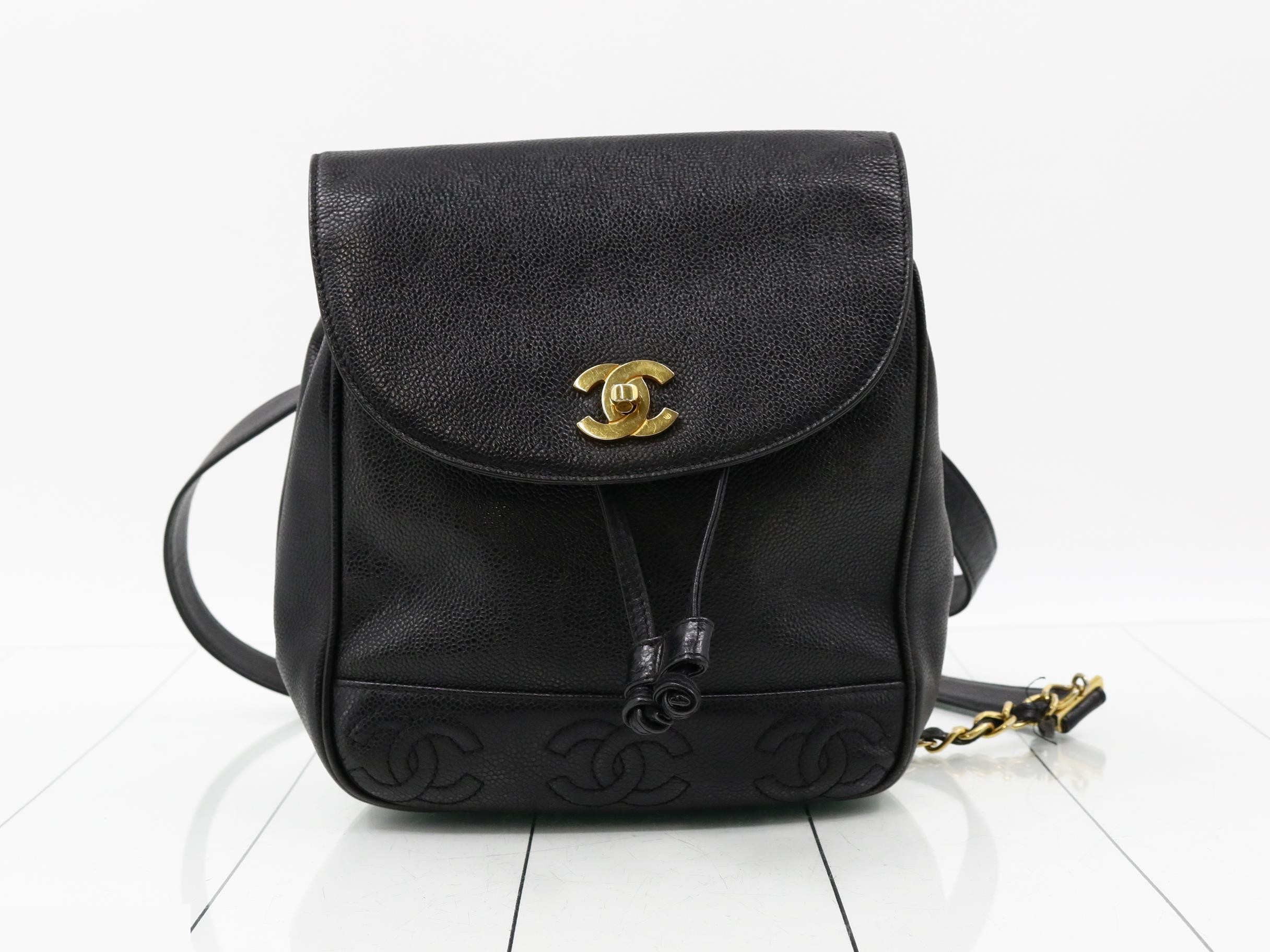 Caviar Skin Triple Coco Chain Backpack, Unit #4 — view 2