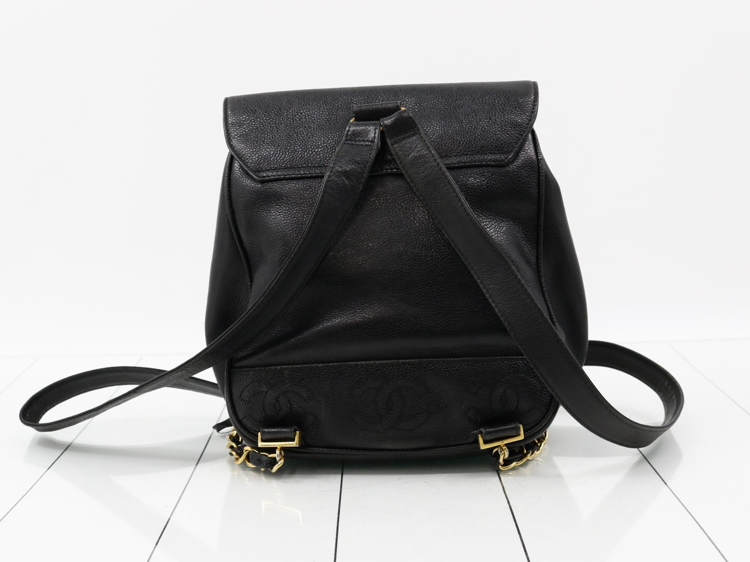 Caviar Skin Triple Coco Chain Backpack, Unit #4 — view 3