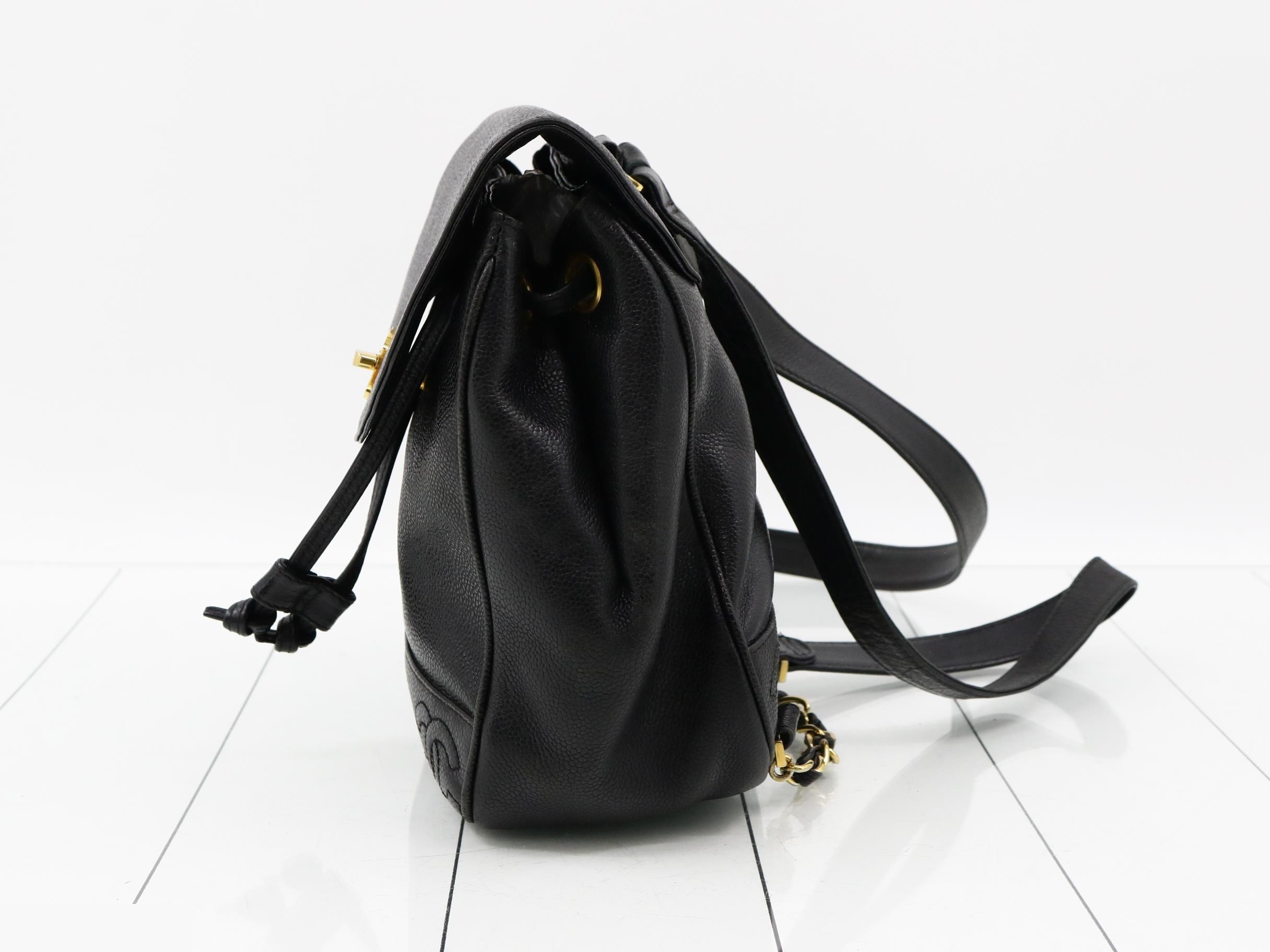 Caviar Skin Triple Coco Chain Backpack, Unit #4 — view 4