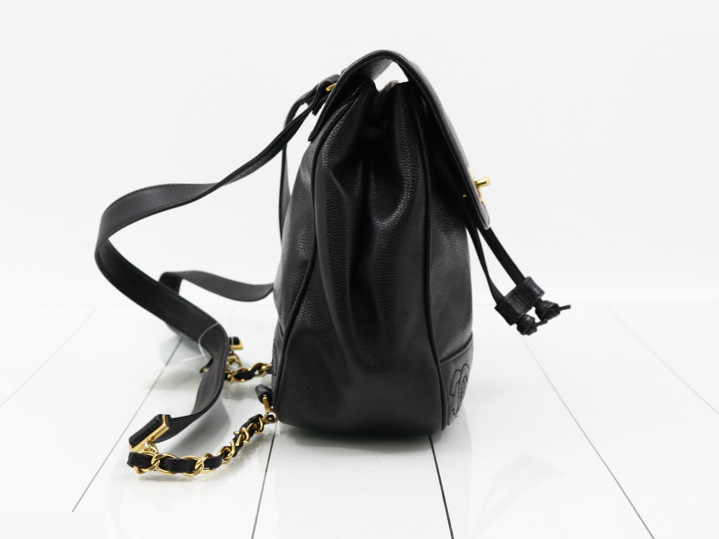 Caviar Skin Triple Coco Chain Backpack, Unit #4 — view 5