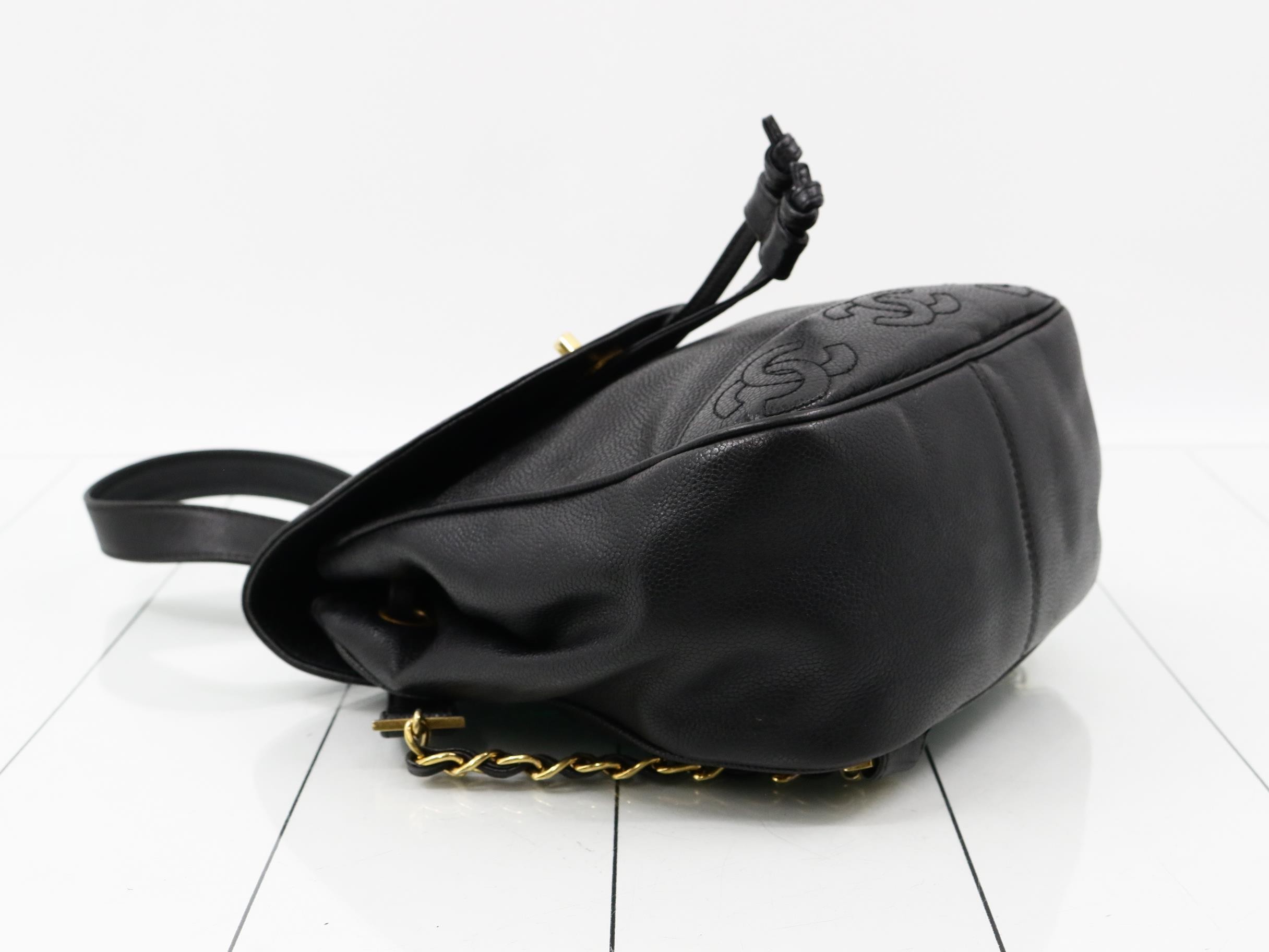 Caviar Skin Triple Coco Chain Backpack, Unit #4 — view 6