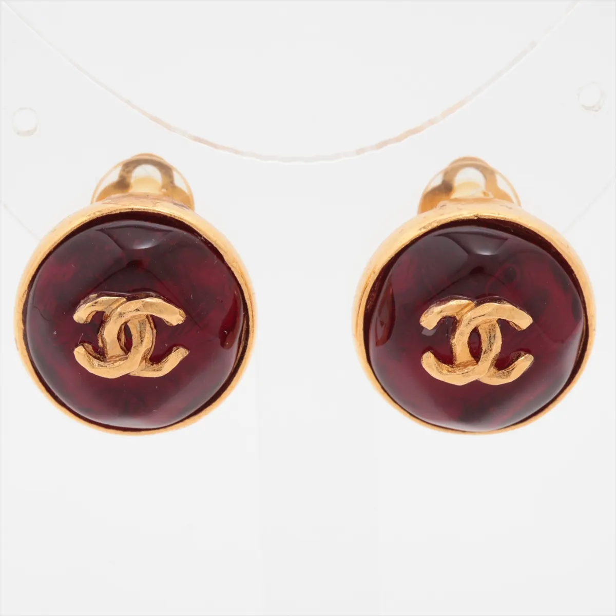 Coco Mark 99P Earrings (for both ears) GP x Colored Stone Gold x Red