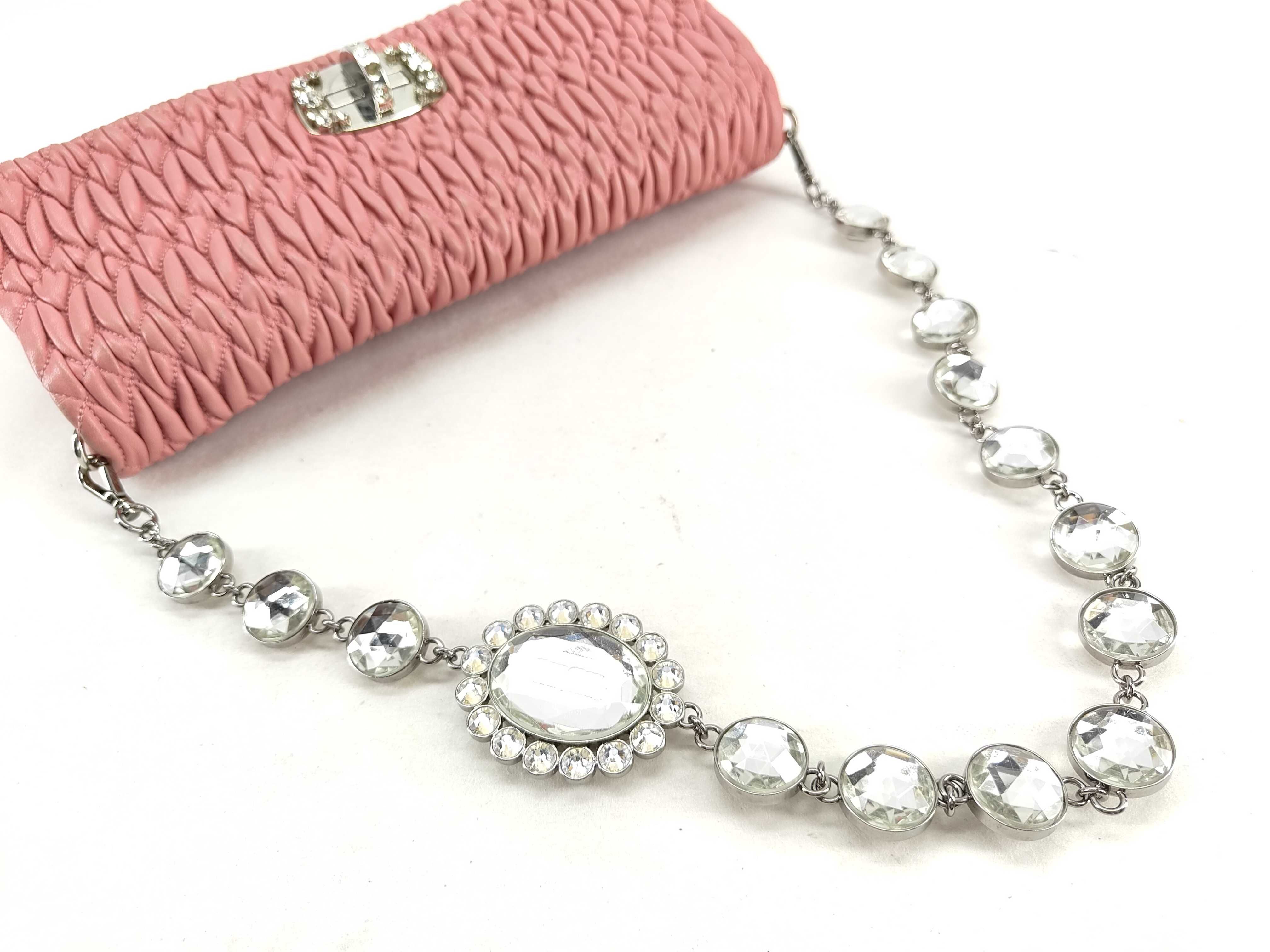 Nappa Crystal Leather 2-Way Shoulder Bag, Pink RP0233 (Shoulder Bag) — view 3