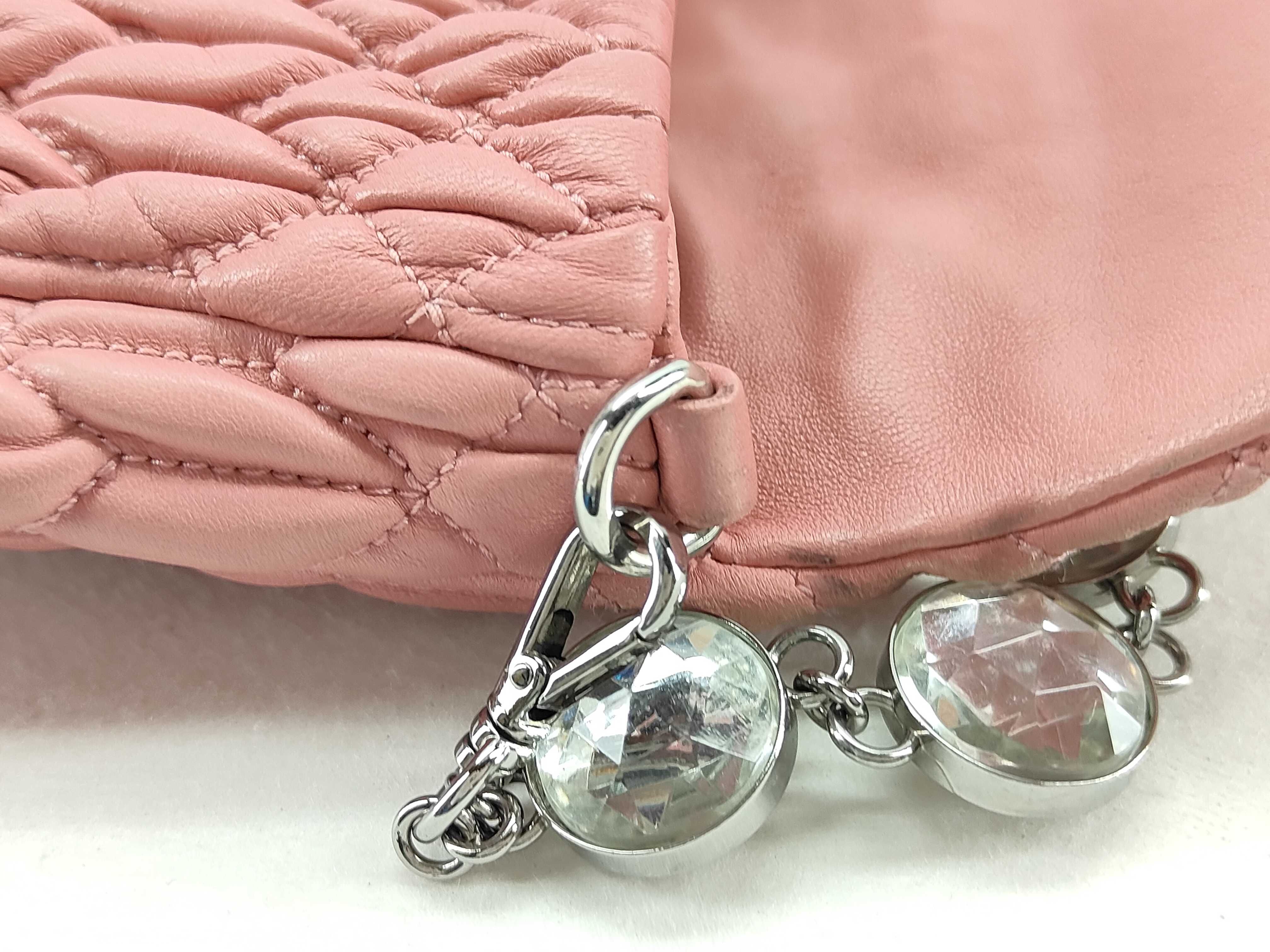 Nappa Crystal Leather 2-Way Shoulder Bag, Pink RP0233 (Shoulder Bag) — view 5