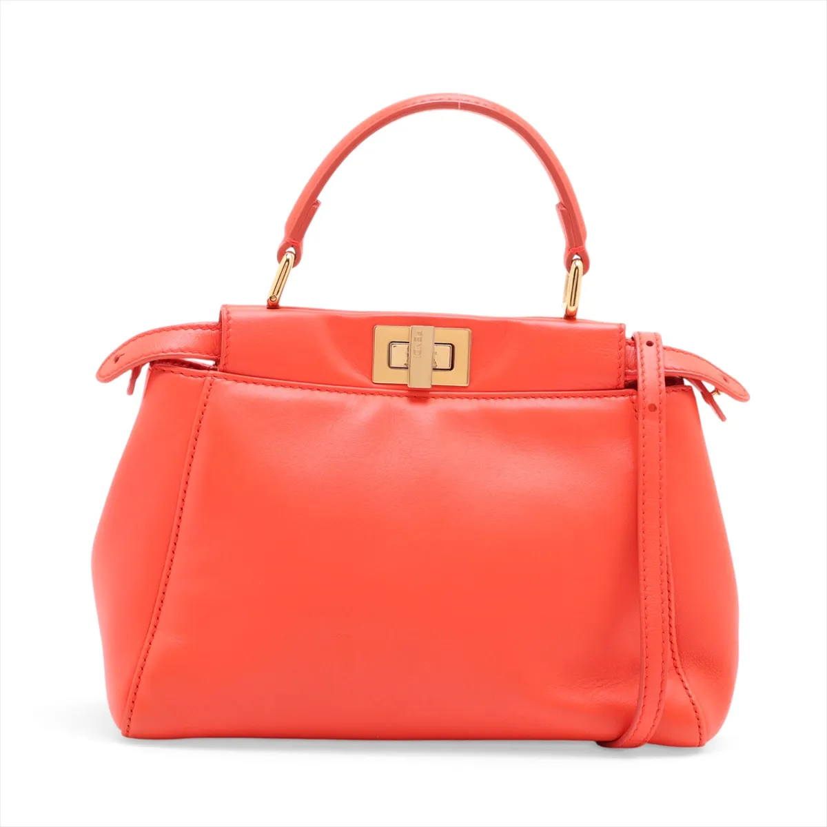 Mini Peekaboo Leather 2-Way Handbag, Orange, 8BN244