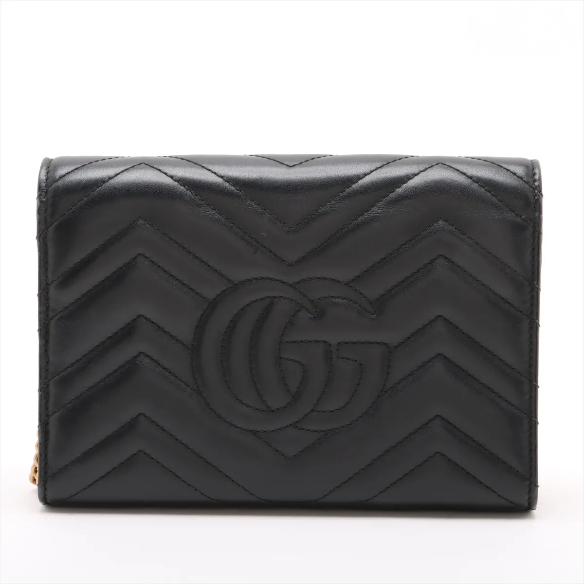 GG Marmont Leather Chain Wallet Black 474575 — view 2
