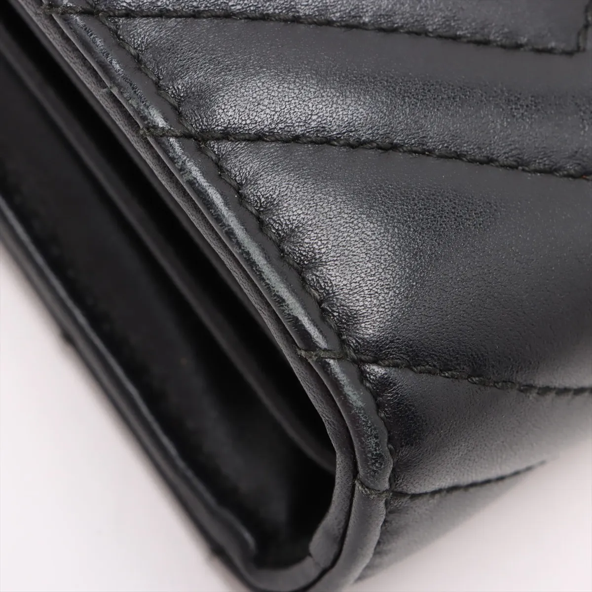 GG Marmont Leather Chain Wallet Black 474575 — view 14