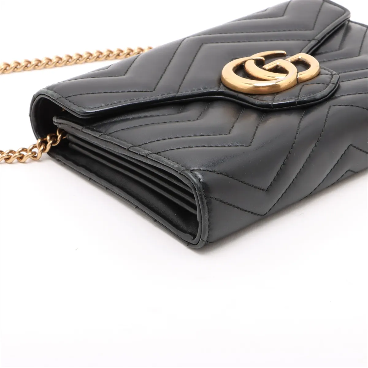 GG Marmont Leather Chain Wallet Black 474575 — view 4