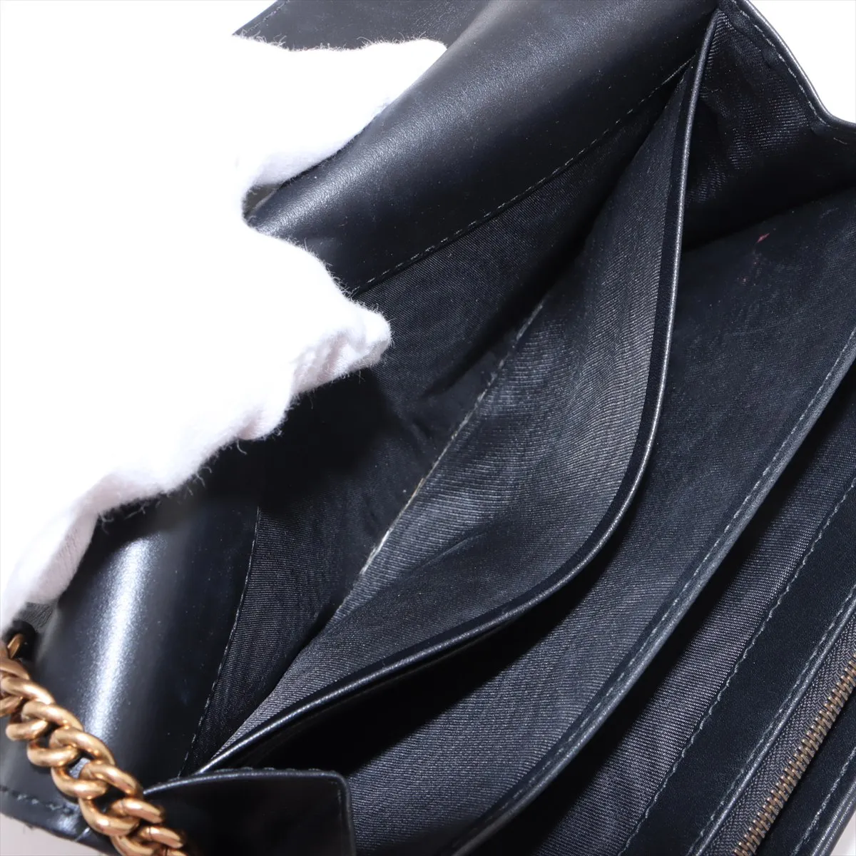GG Marmont Leather Chain Wallet Black 474575 — view 7