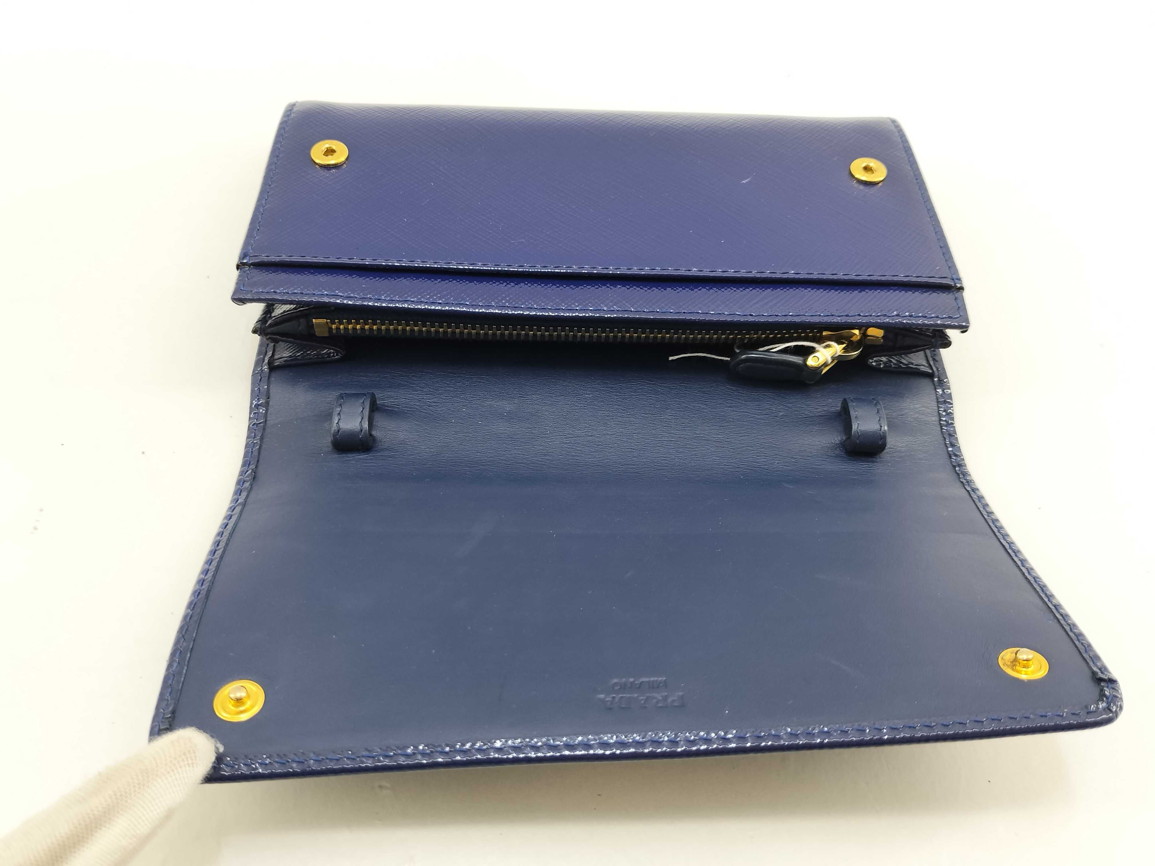 Shoulder Wallet 2WAY Shiny Saffiano Leather Box, Strap, Cards Wallet — view 9