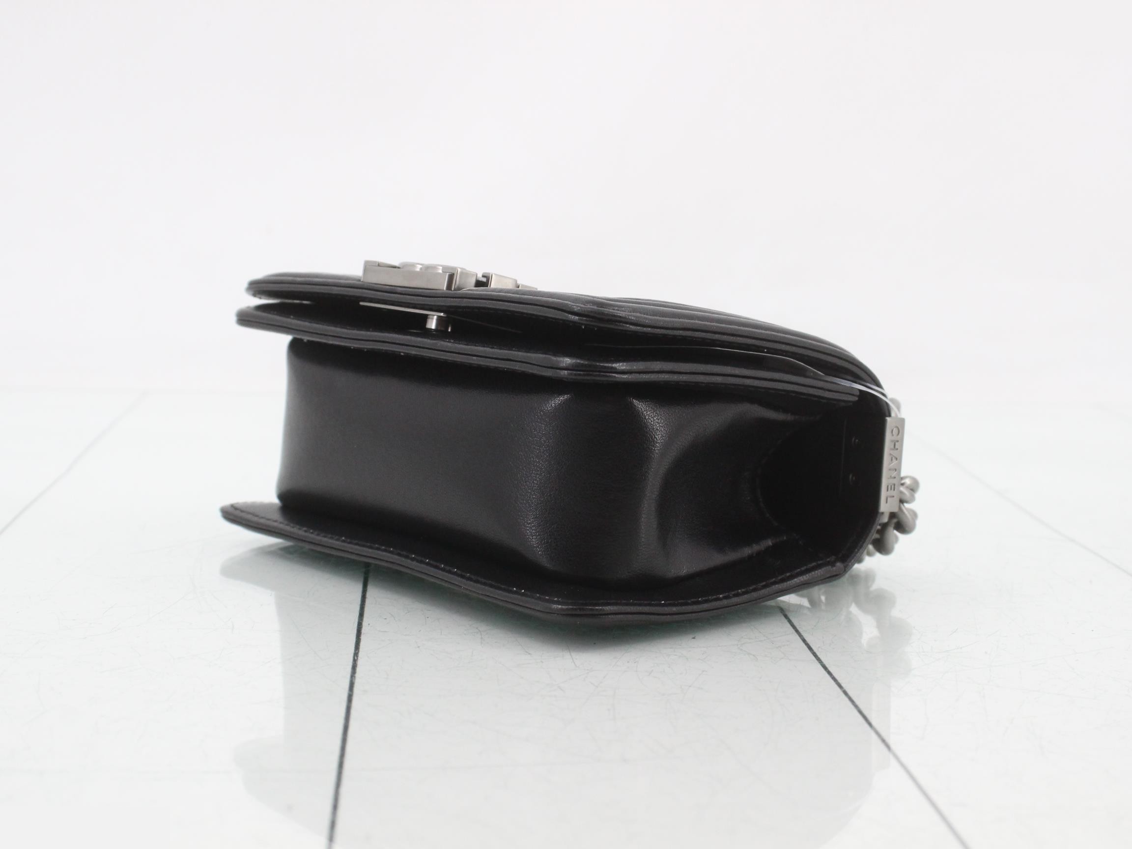 Boy Chanel Lambskin Chain Shoulder Bag, Black — view 6
