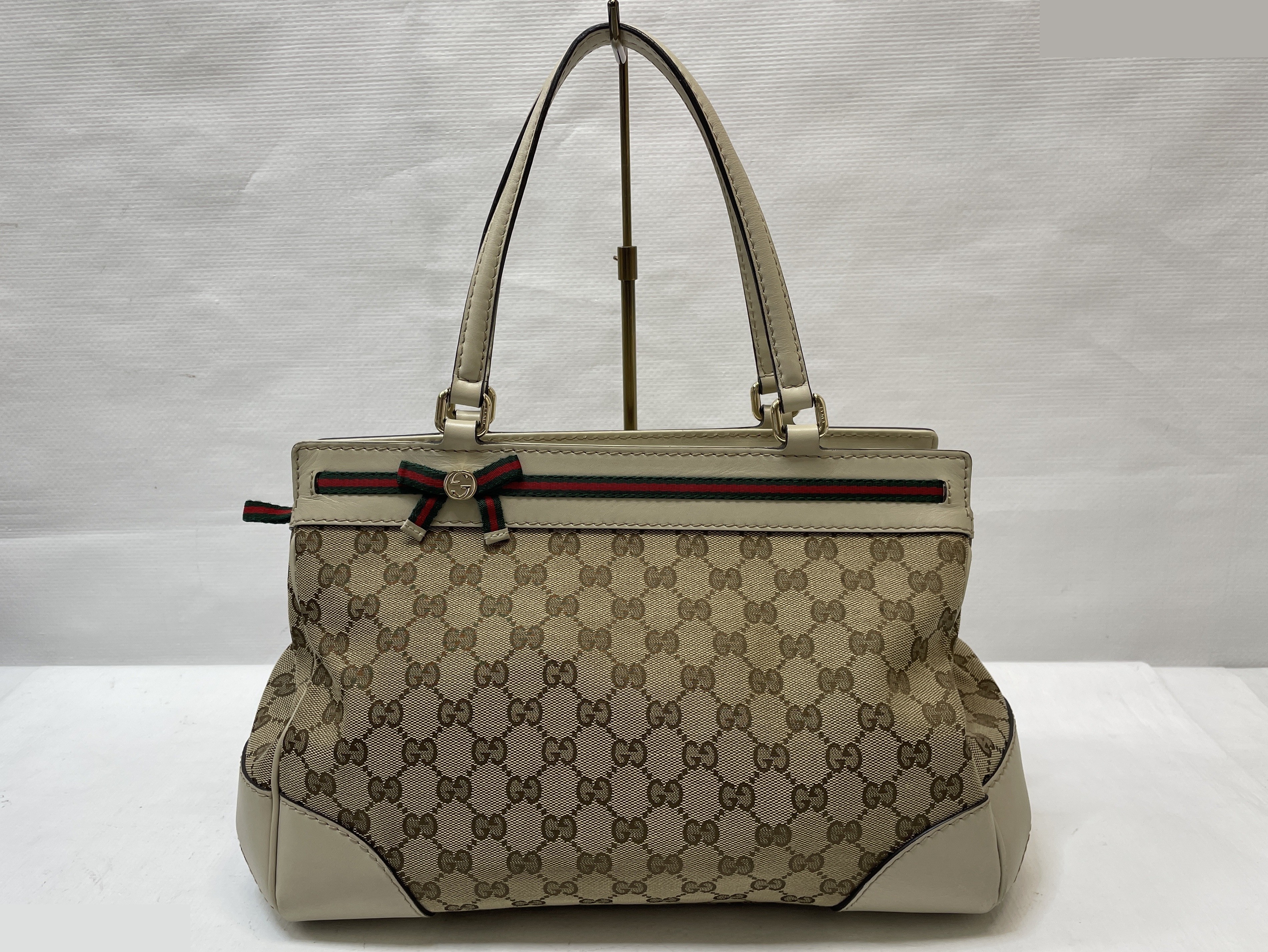 GG Canvas Mayfair Sherry Line Tote Bag, Beige