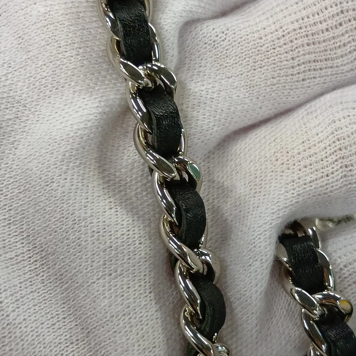 Chevron Lambskin Chain Wallet, V-stitch, Black, Silver Hardware, 25743204 (Serial Number 25) — view 11