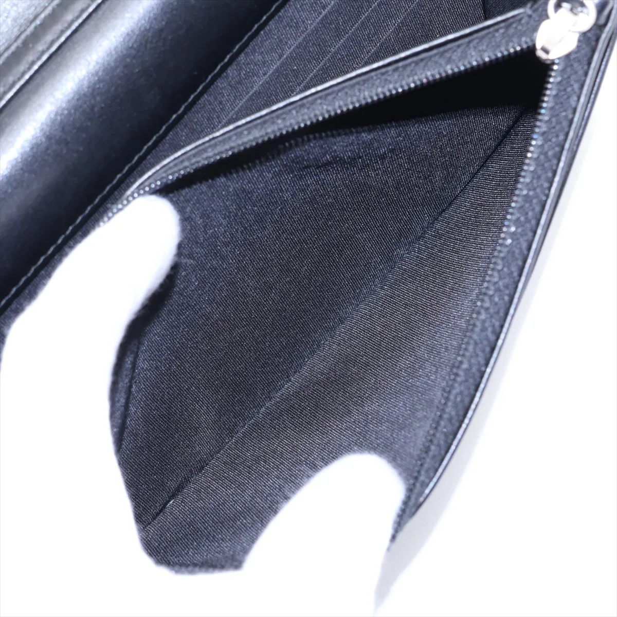 Chevron Lambskin Chain Wallet, V-stitch, Black, Silver Hardware, 25743204 (Serial Number 25) — view 7
