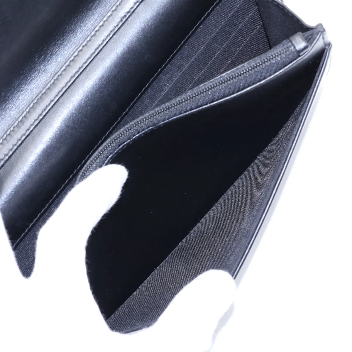 Chevron Lambskin Chain Wallet, V-stitch, Black, Silver Hardware, 25743204 (Serial Number 25) — view 8