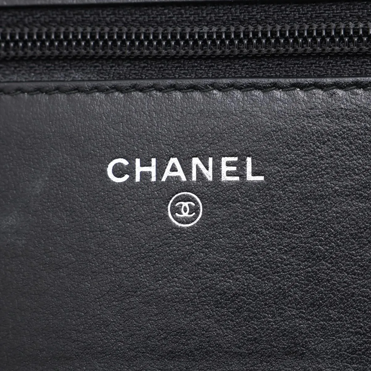 Chevron Lambskin Chain Wallet, V-stitch, Black, Silver Hardware, 25743204 (Serial Number 25) — view 9