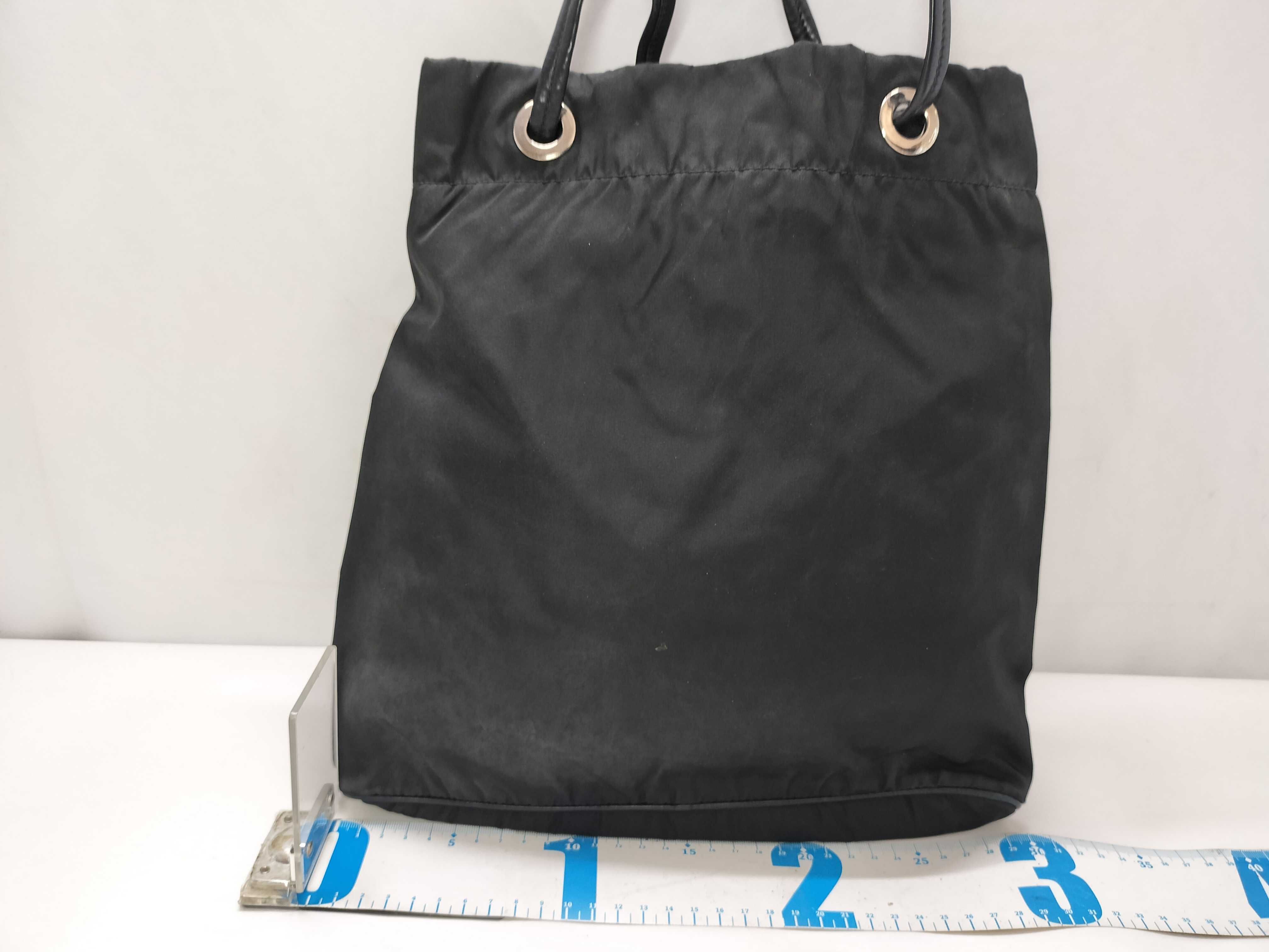 nylon shoulder bag with triangular logo, black handbag. — view 2