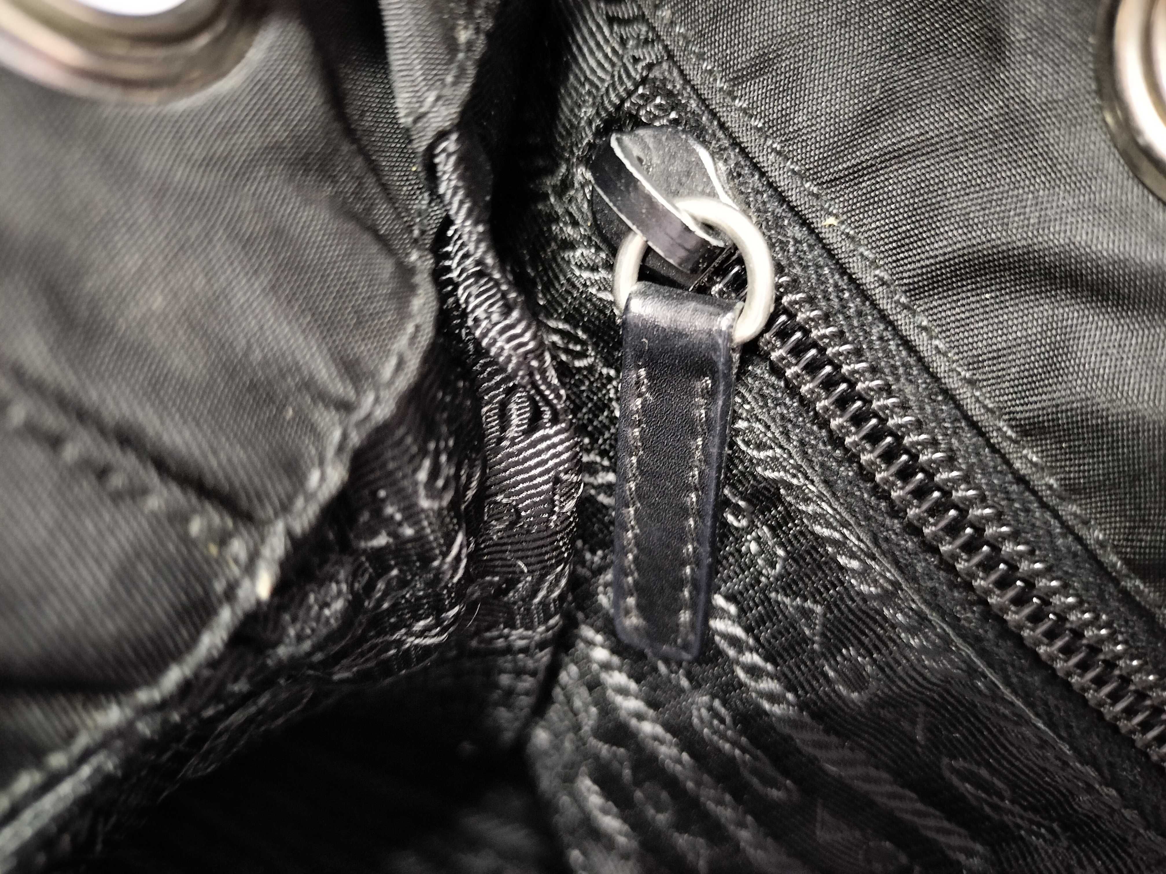 nylon shoulder bag with triangular logo, black handbag. — view 11