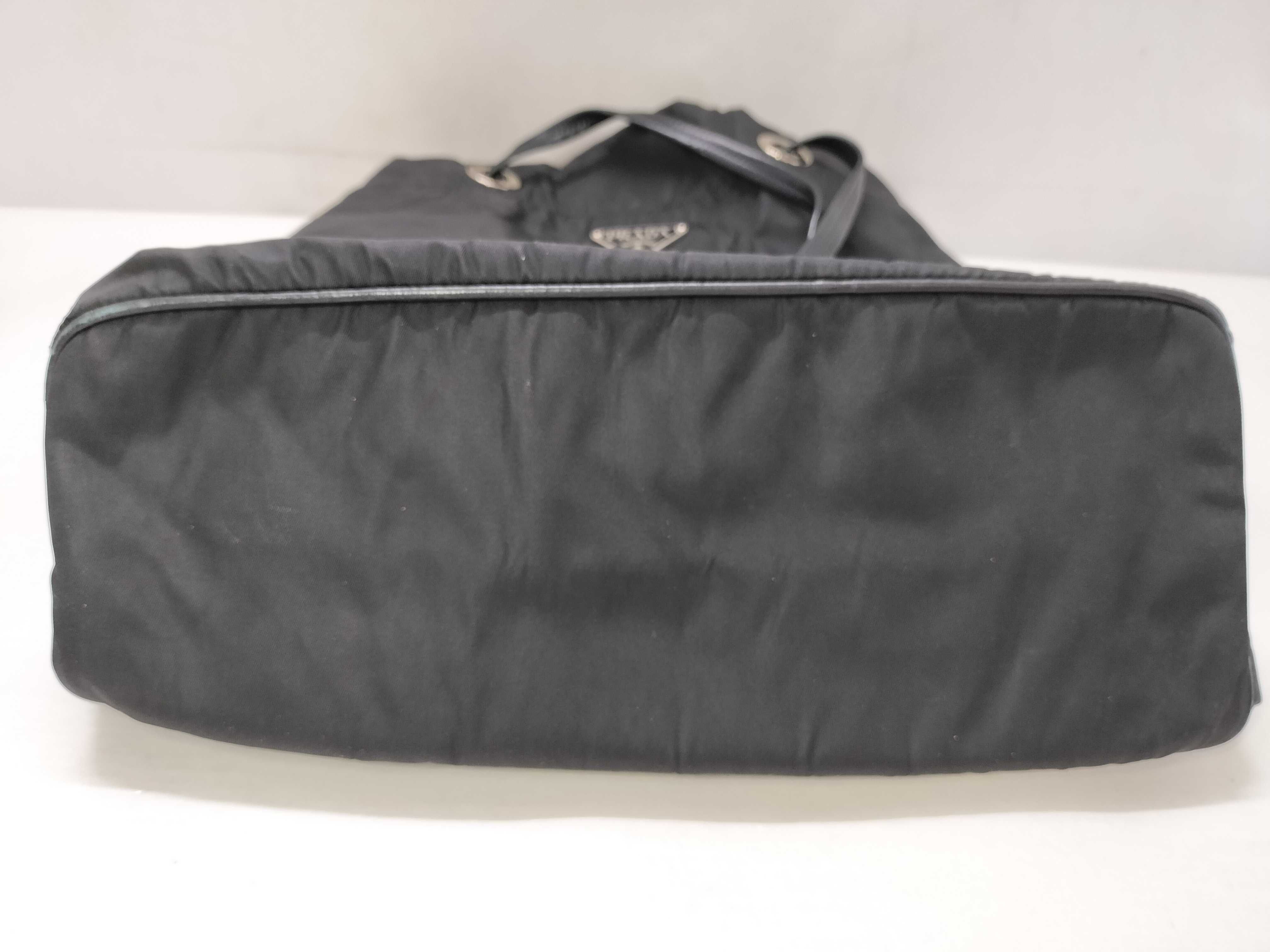 nylon shoulder bag with triangular logo, black handbag. — view 13