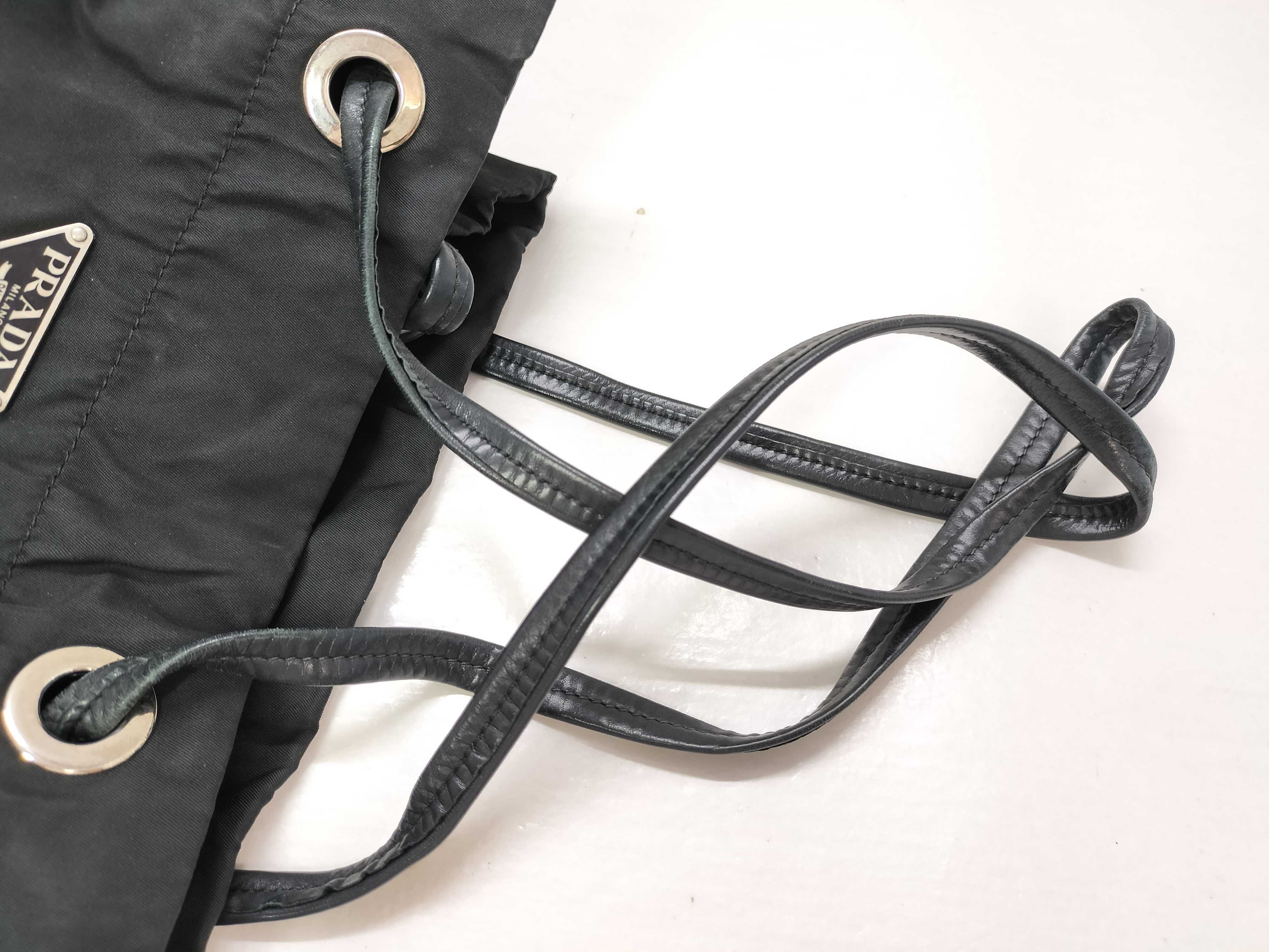 nylon shoulder bag with triangular logo, black handbag. — view 3
