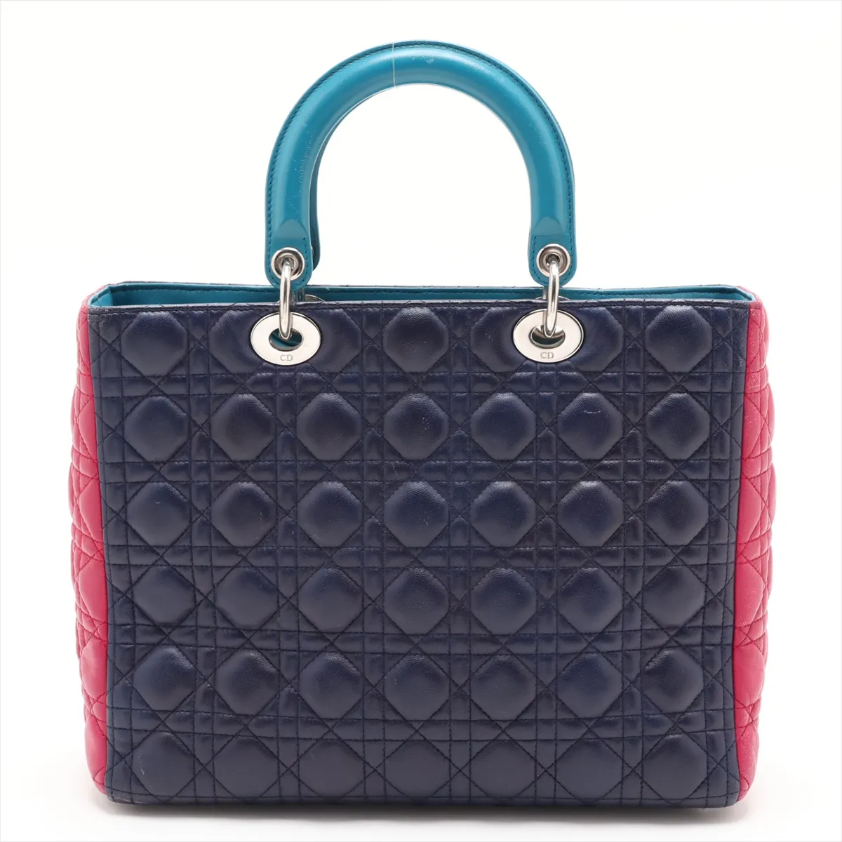 Lady Dior Cannage Large Leather 2-Way Handbag Purple x Pink — view 2
