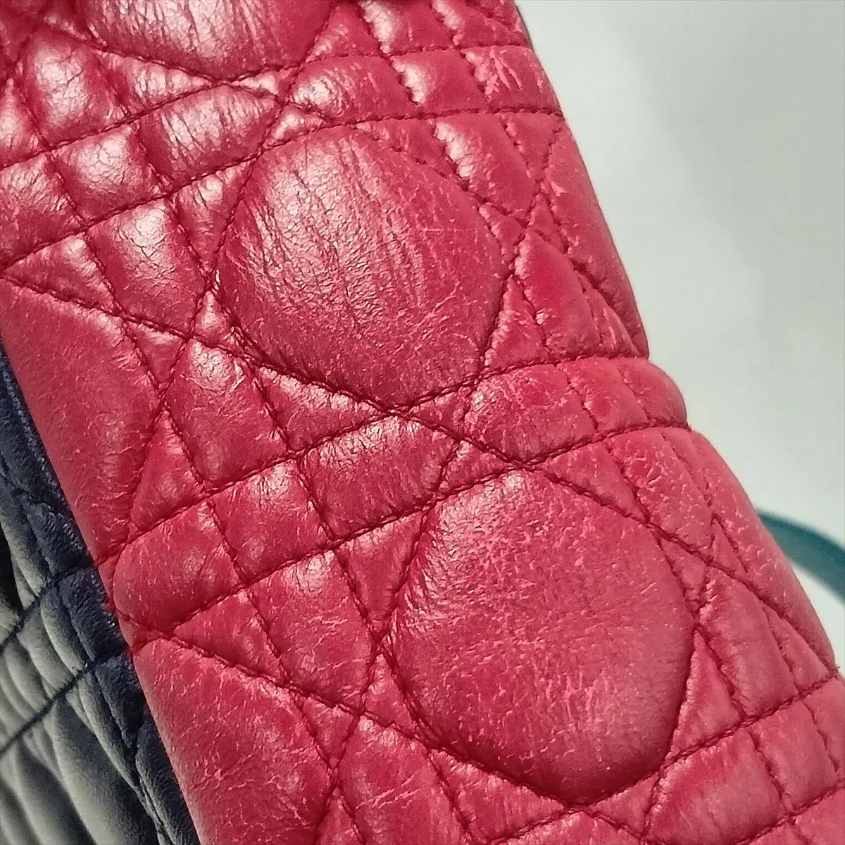 Lady Dior Cannage Large Leather 2-Way Handbag Purple x Pink — view 12