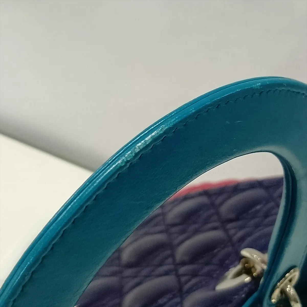 Lady Dior Cannage Large Leather 2-Way Handbag Purple x Pink — view 13