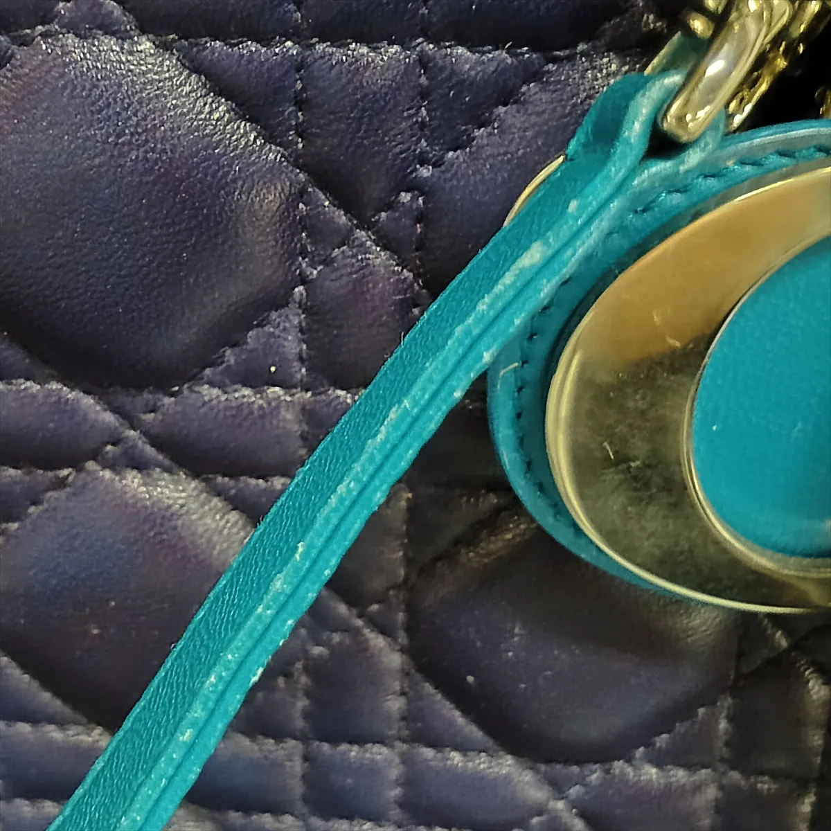 Lady Dior Cannage Large Leather 2-Way Handbag Purple x Pink — view 15
