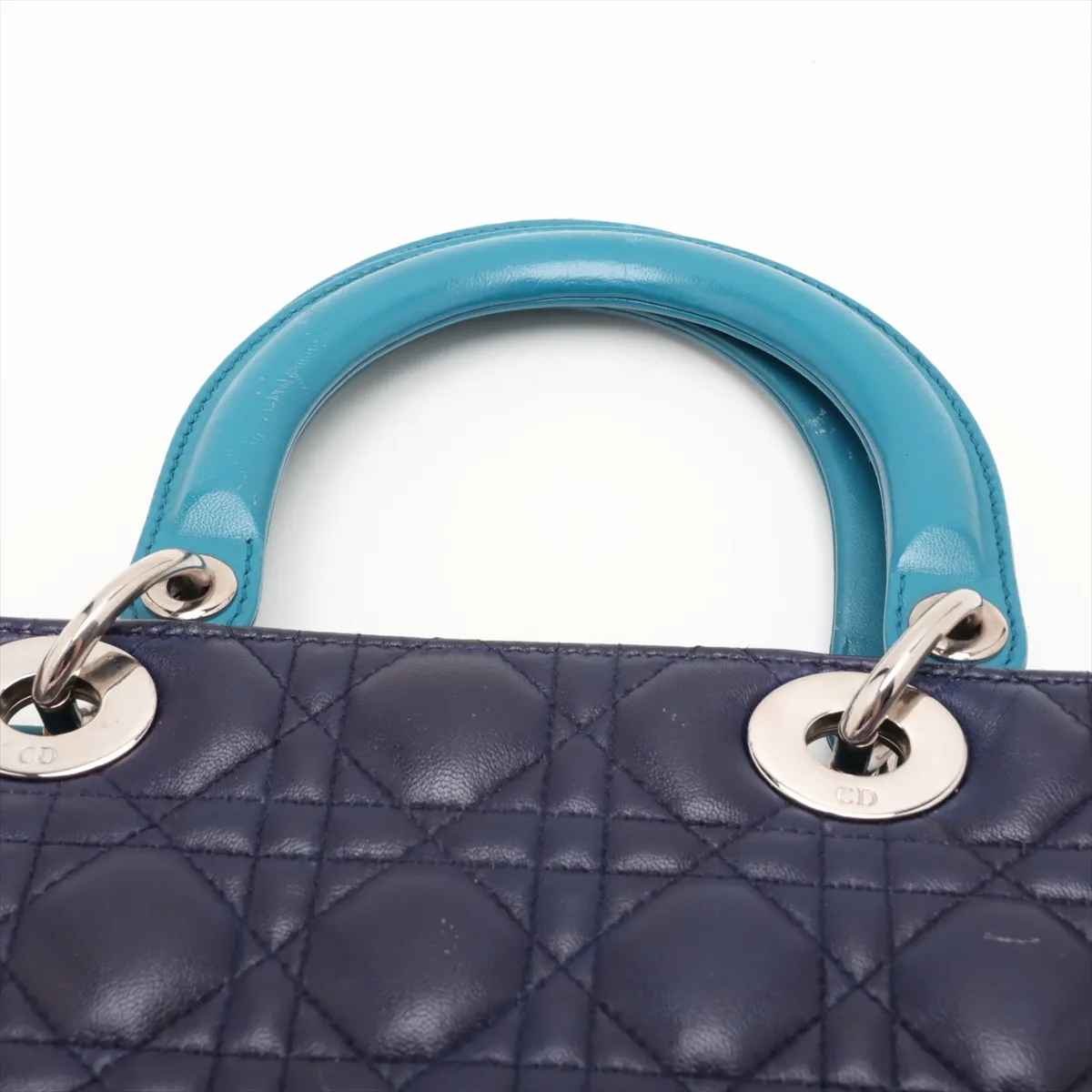Lady Dior Cannage Large Leather 2-Way Handbag Purple x Pink — view 6
