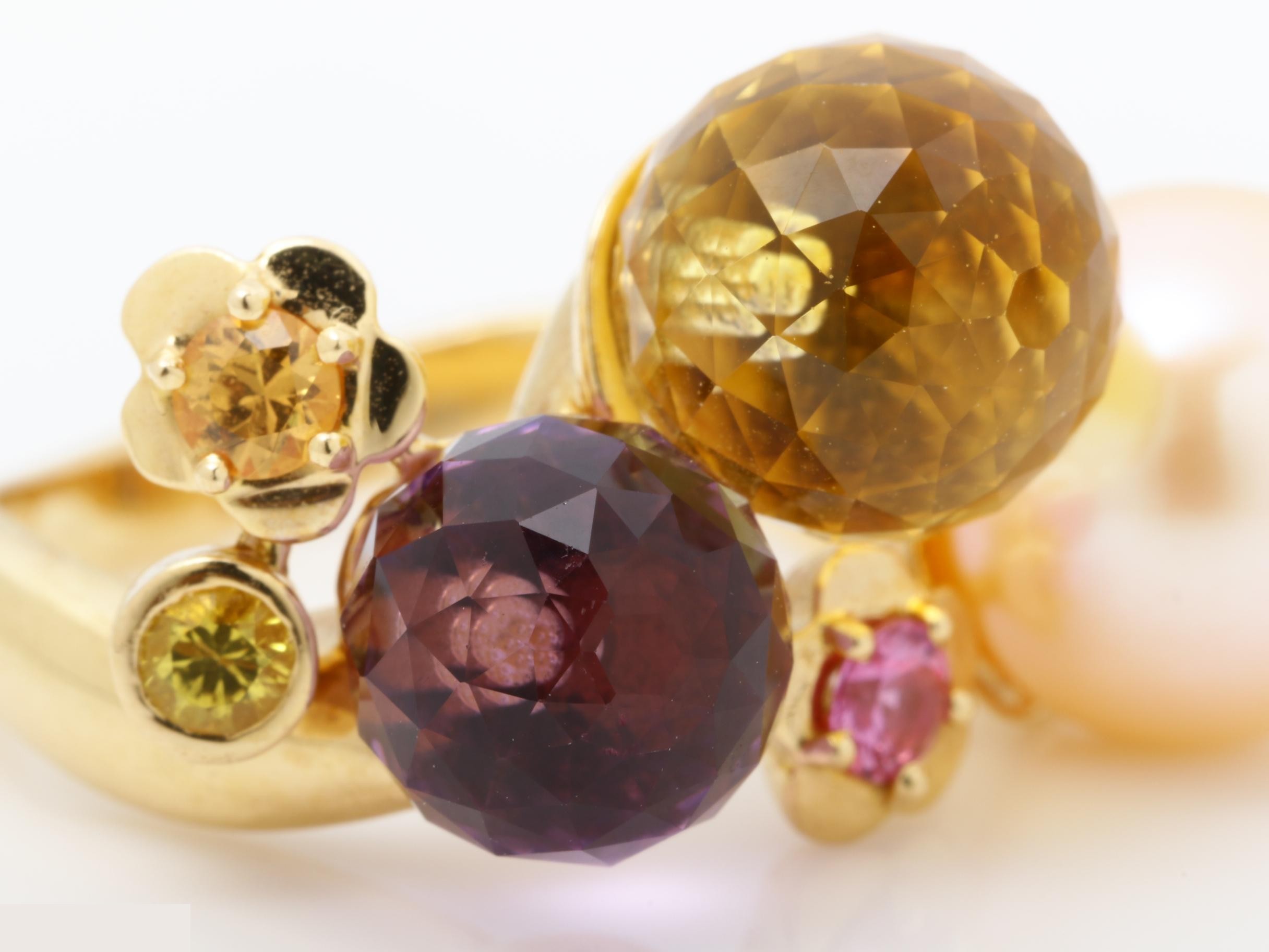 Mademoiselle Freshwater Pearl Amethyst Citrine Sapphire Ring — view 2