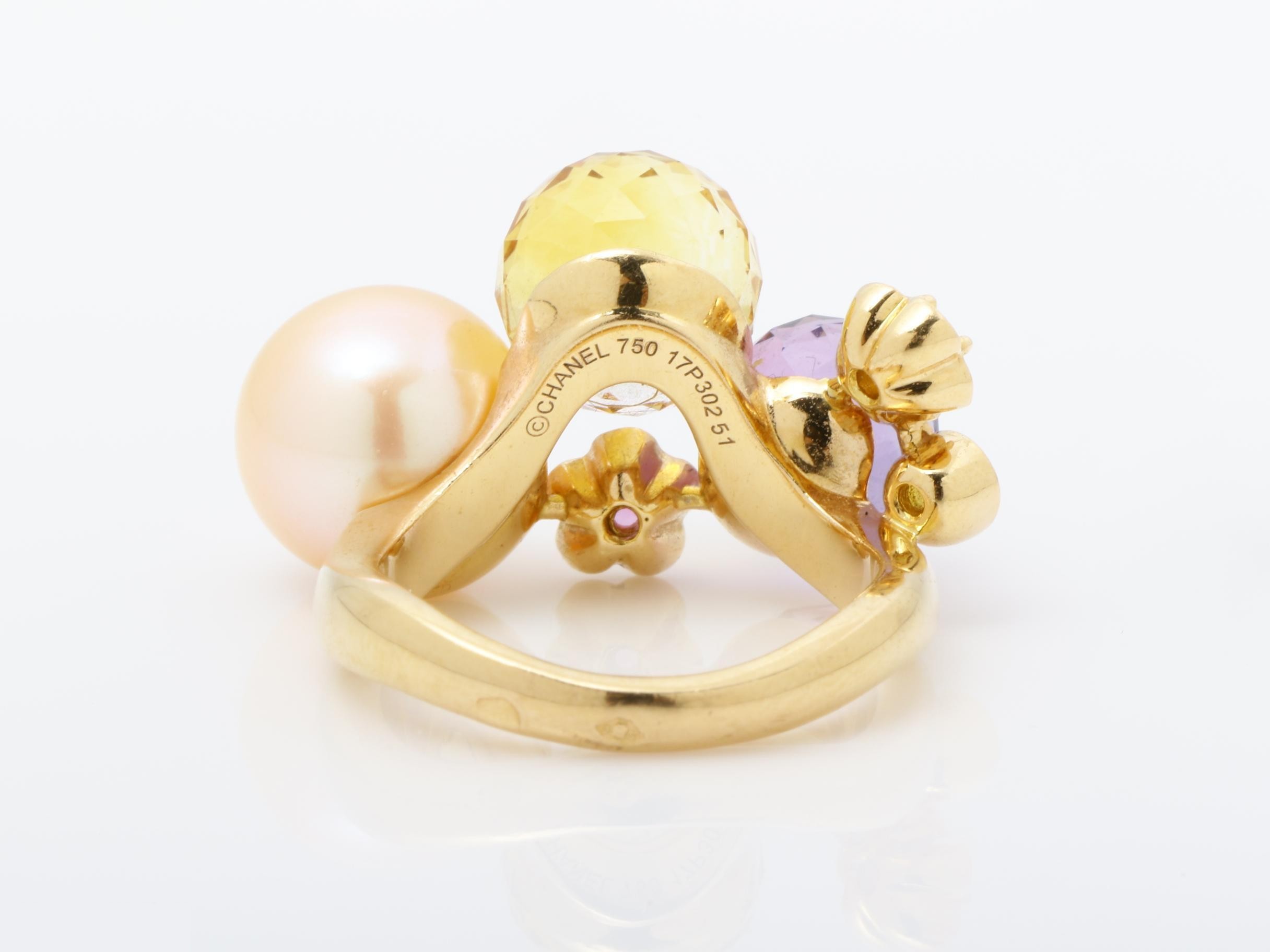 Mademoiselle Freshwater Pearl Amethyst Citrine Sapphire Ring — view 4