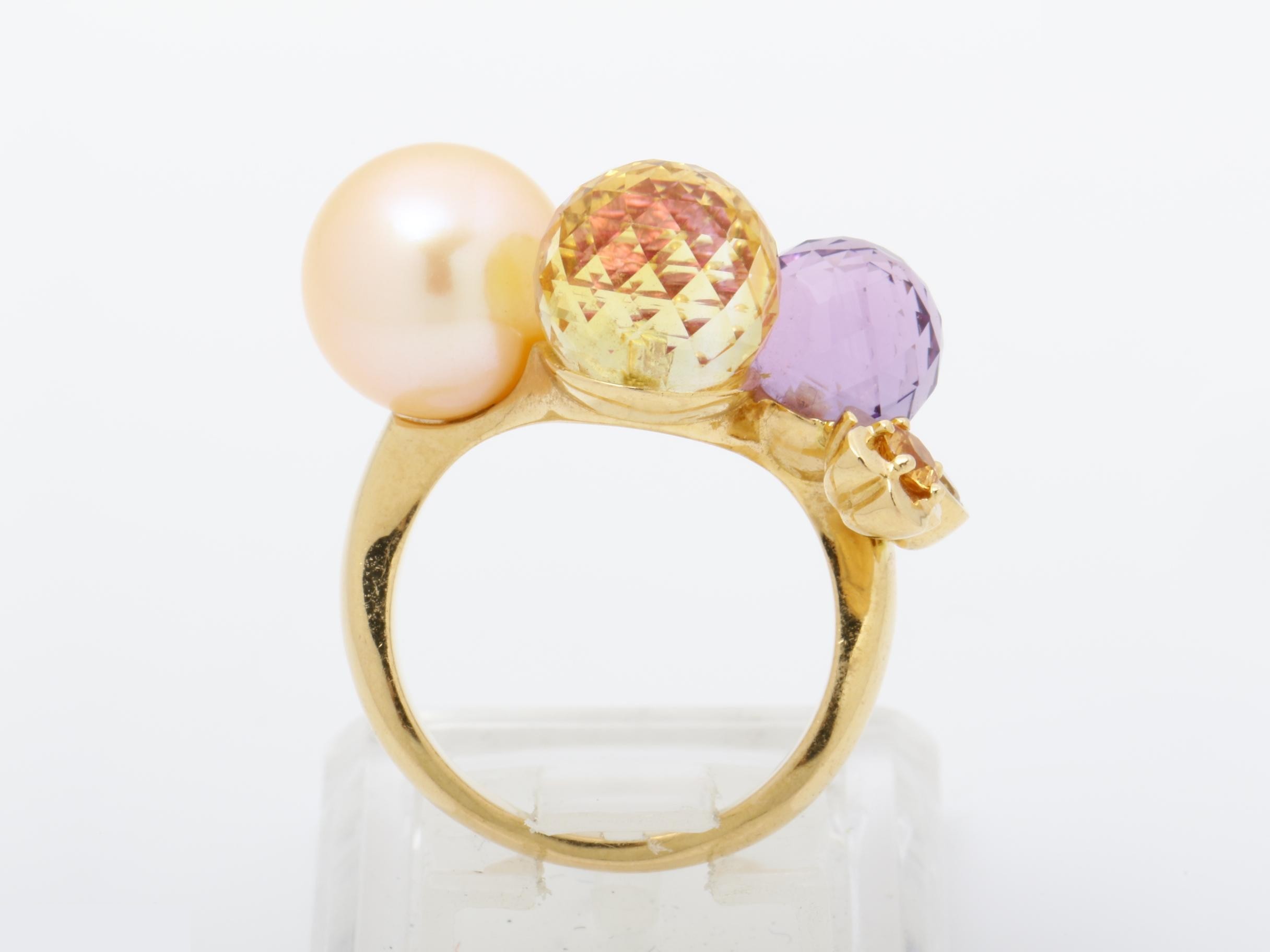 Mademoiselle Freshwater Pearl Amethyst Citrine Sapphire Ring — view 5