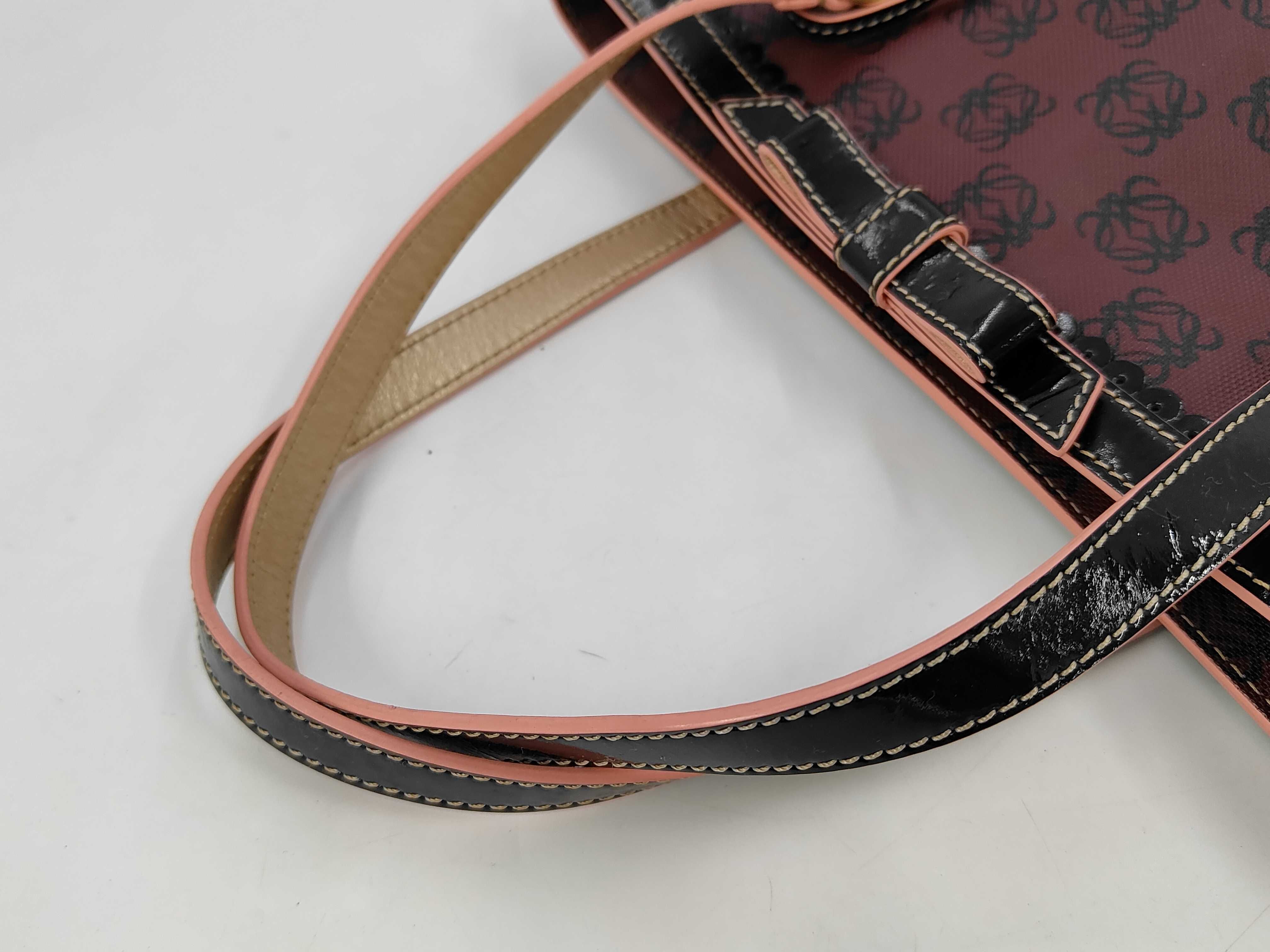 Anagram Ribbon Tote Bag, PVC Patent Leather, Wine Red, Vintage Bag, Tote Bag — view 3