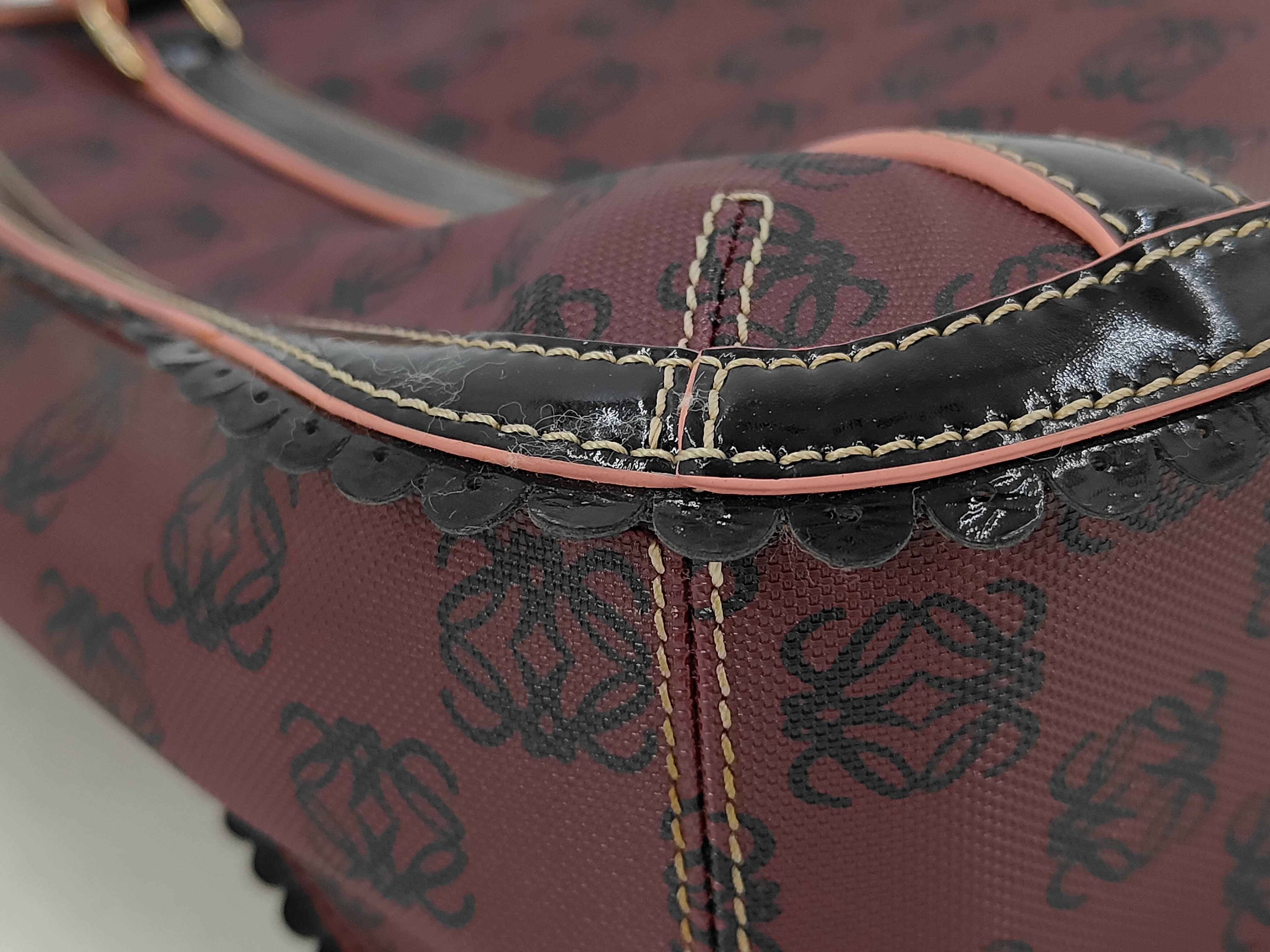 Anagram Ribbon Tote Bag, PVC Patent Leather, Wine Red, Vintage Bag, Tote Bag — view 6