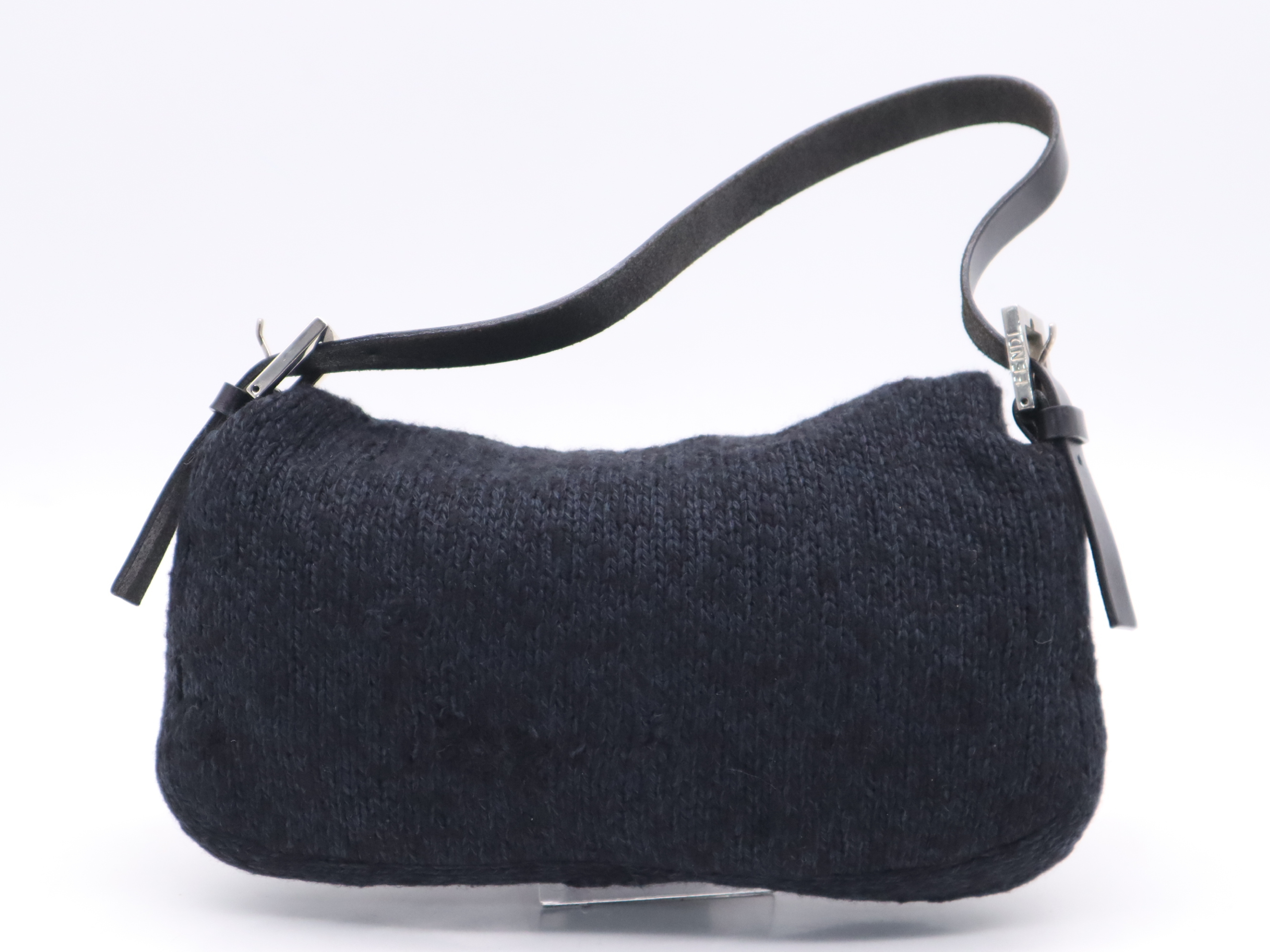 Wool/Leather Mamma Bucket Navy Black Handbag — view 2