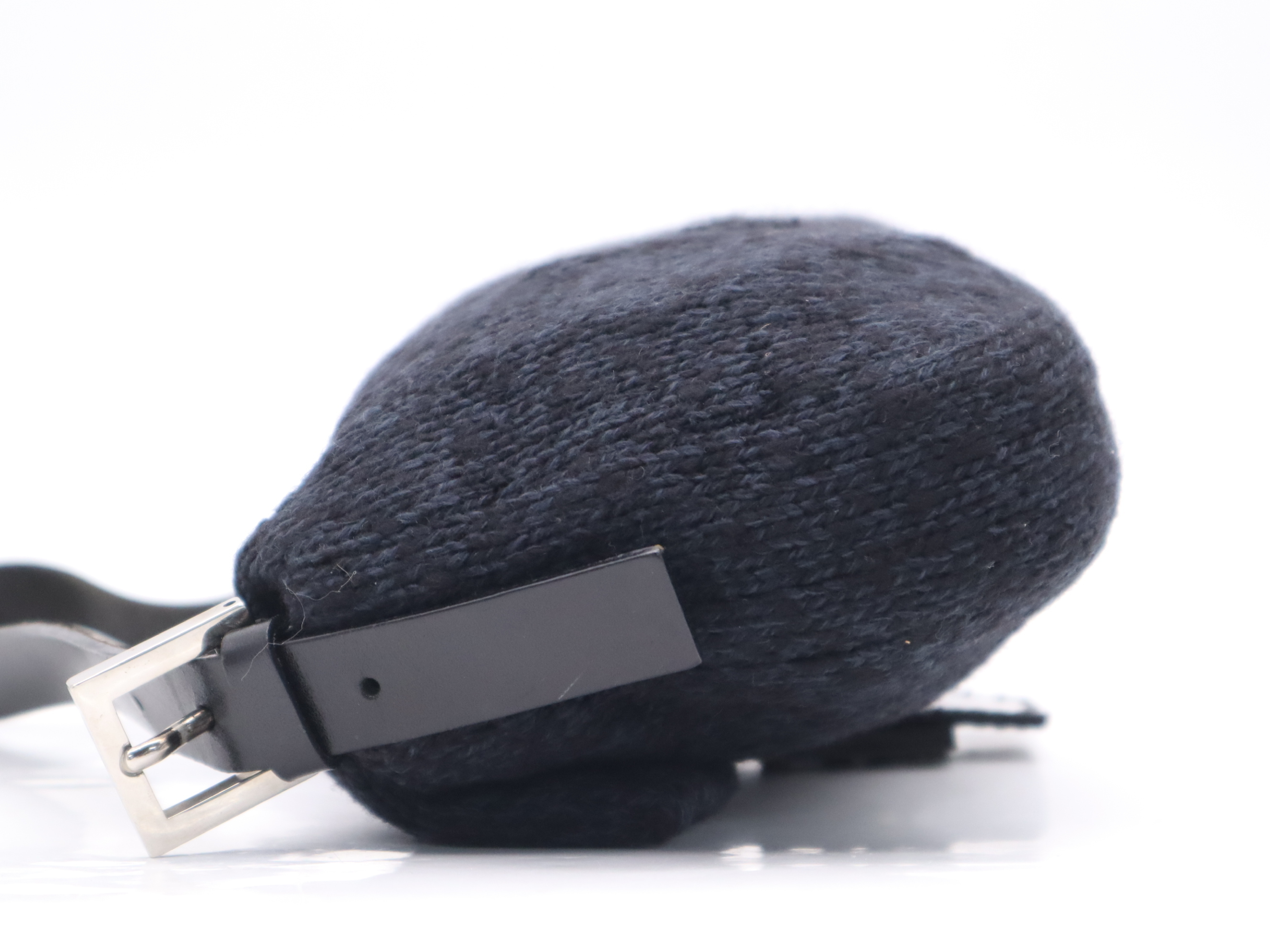 Wool/Leather Mamma Bucket Navy Black Handbag — view 3