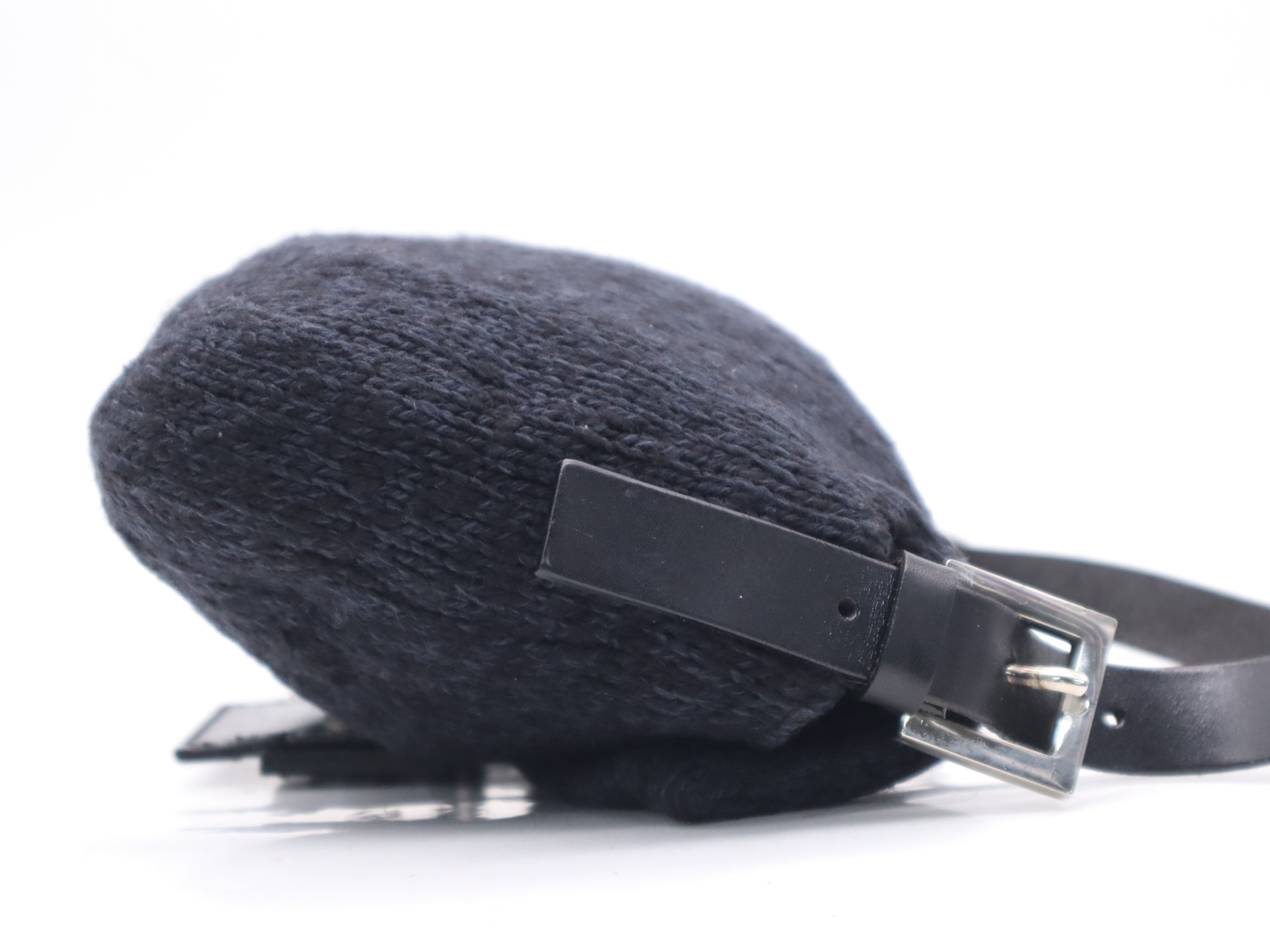 Wool/Leather Mamma Bucket Navy Black Handbag — view 5