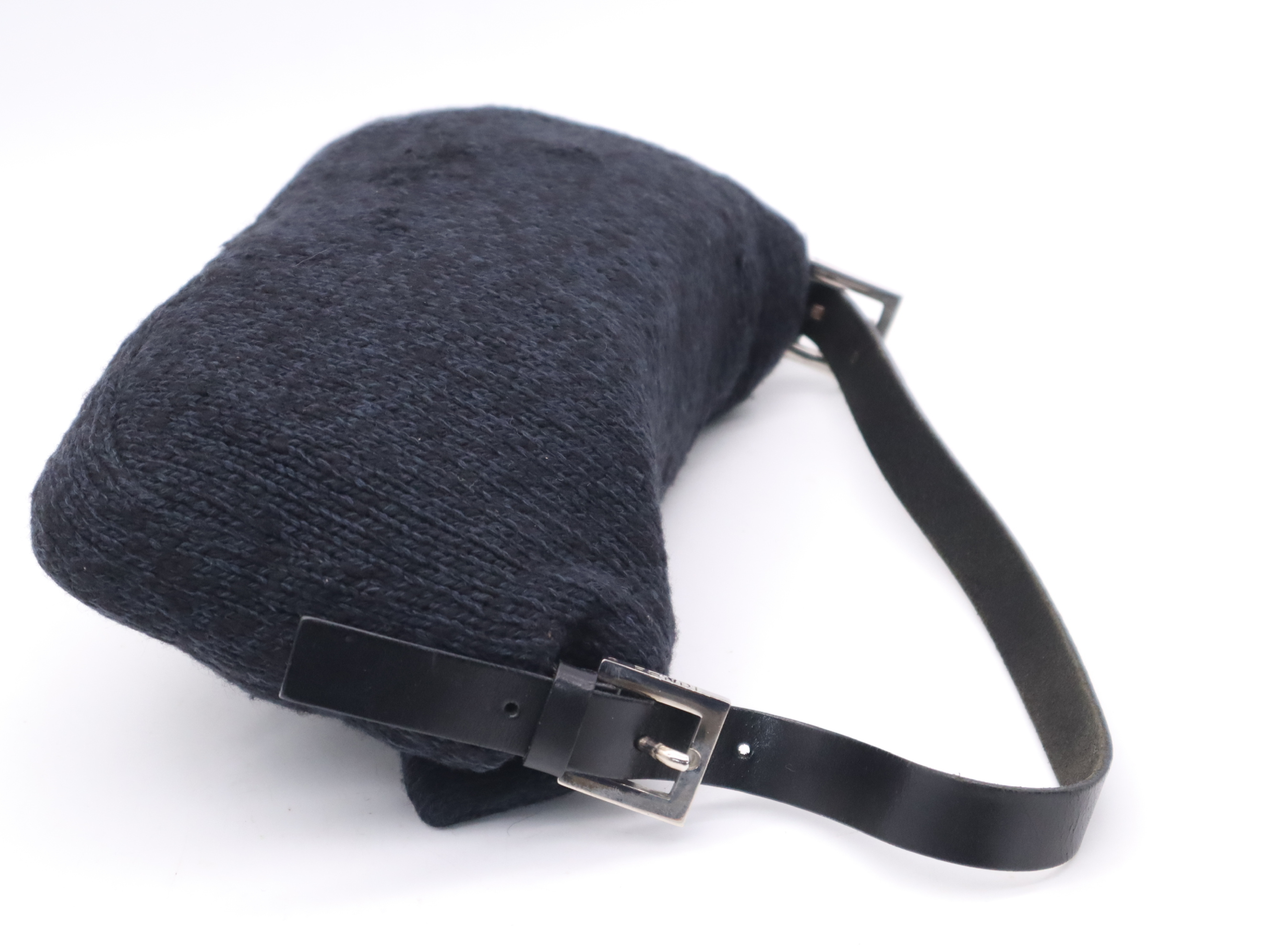 Wool/Leather Mamma Bucket Navy Black Handbag — view 6