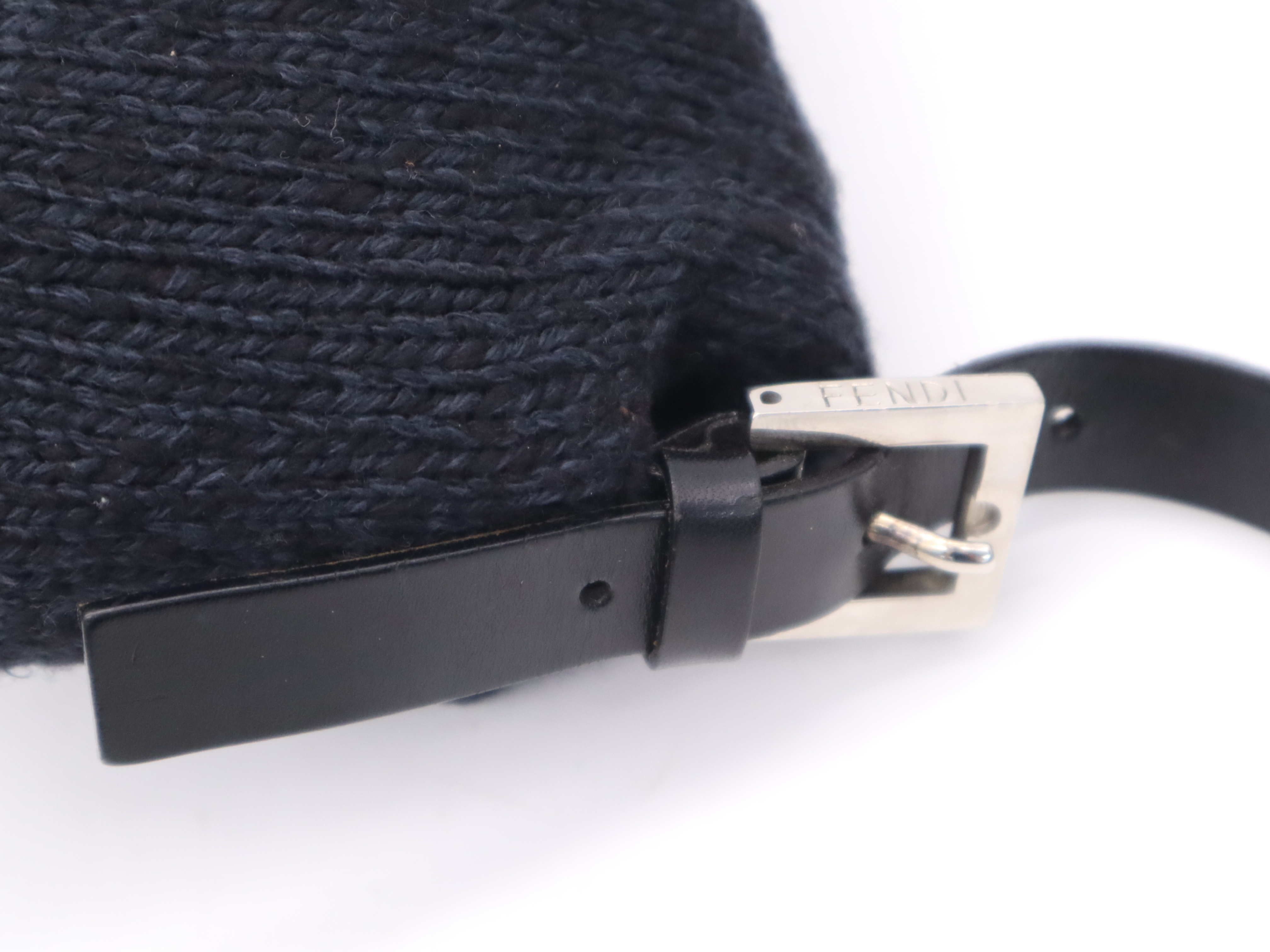 Wool/Leather Mamma Bucket Navy Black Handbag — view 7