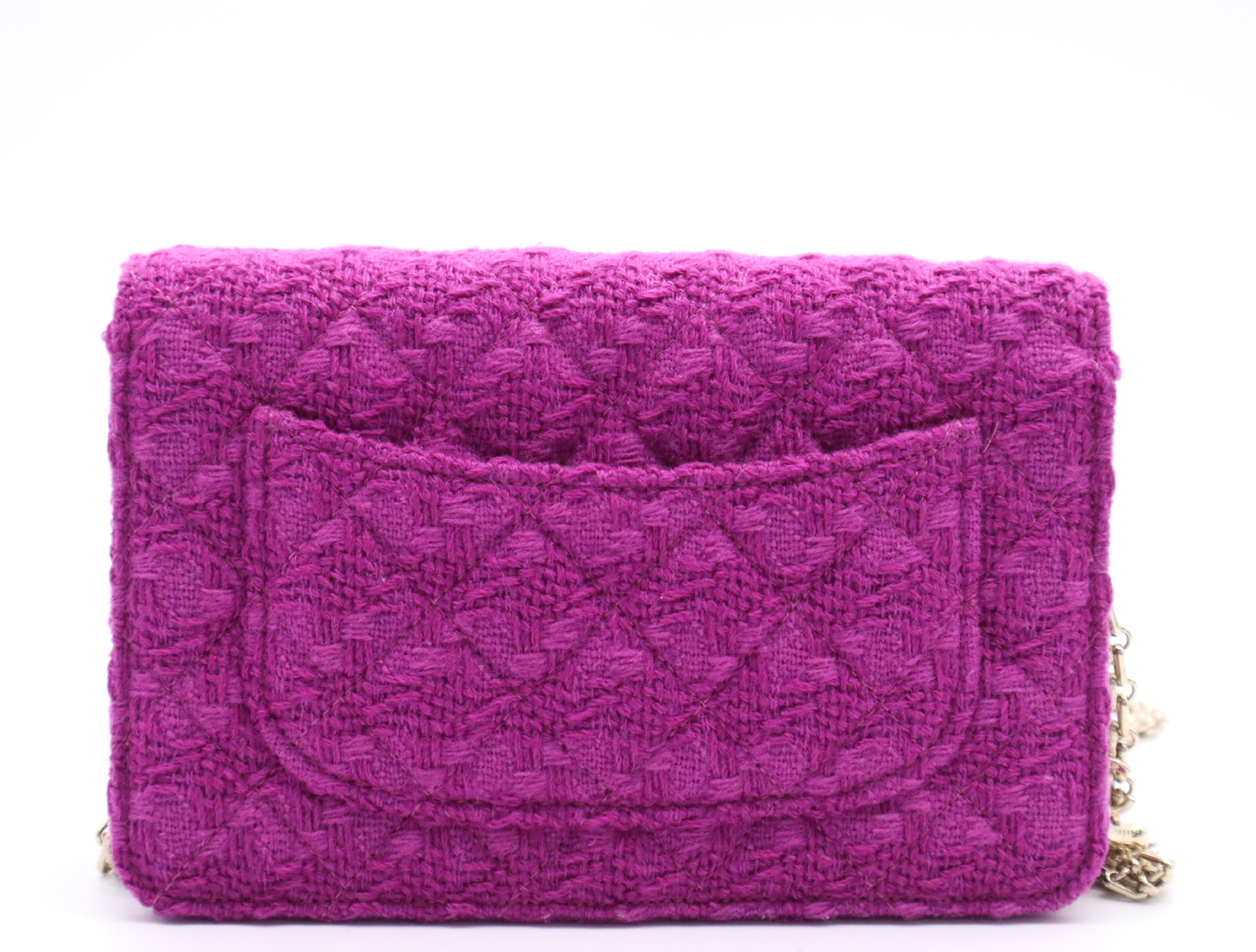 Tweed Chain Wallet, Small Flap, Small Chain, Gold Hardware, Purple, Seal, 29080523, Shoulder Bag — view 2