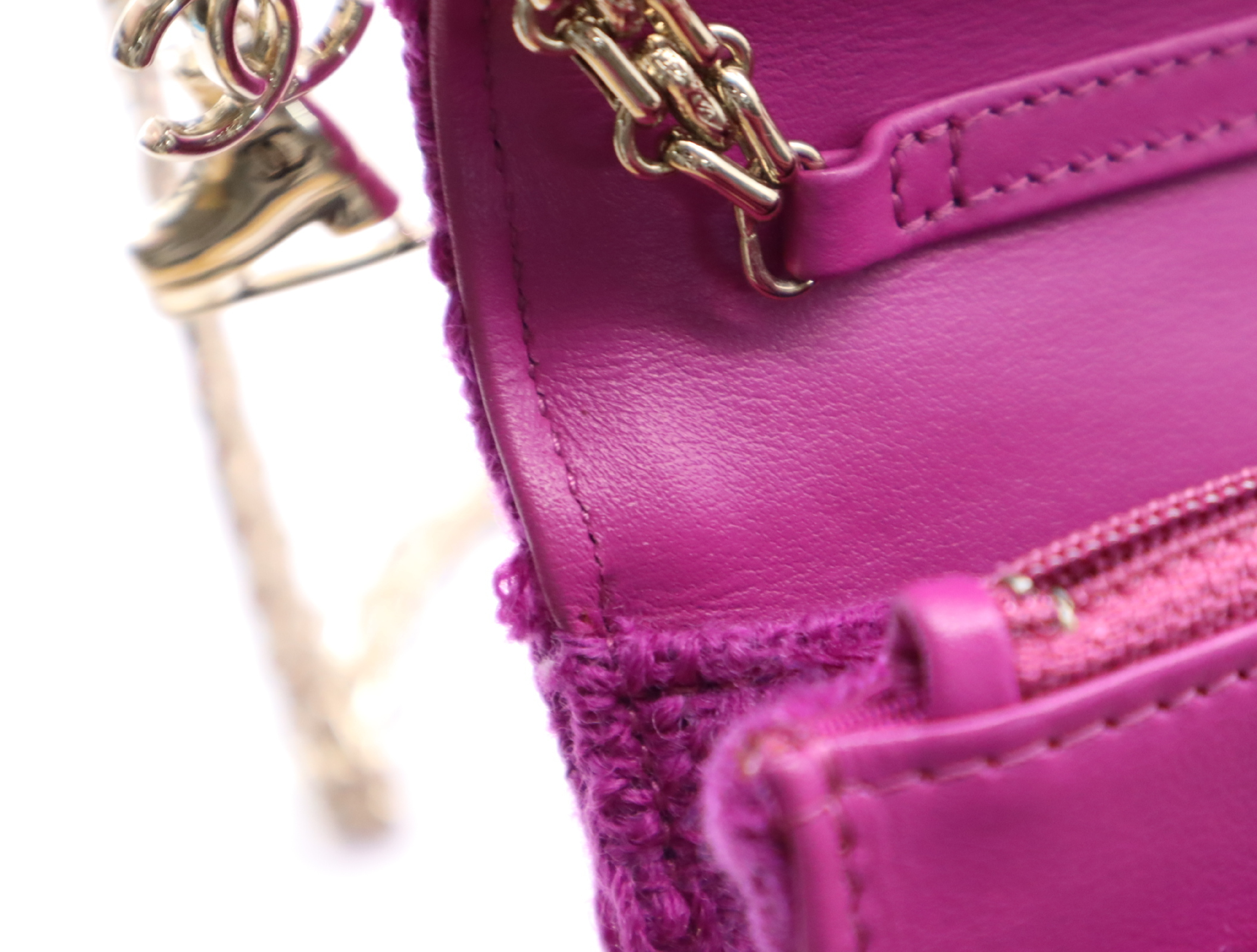Tweed Chain Wallet, Small Flap, Small Chain, Gold Hardware, Purple, Seal, 29080523, Shoulder Bag — view 14
