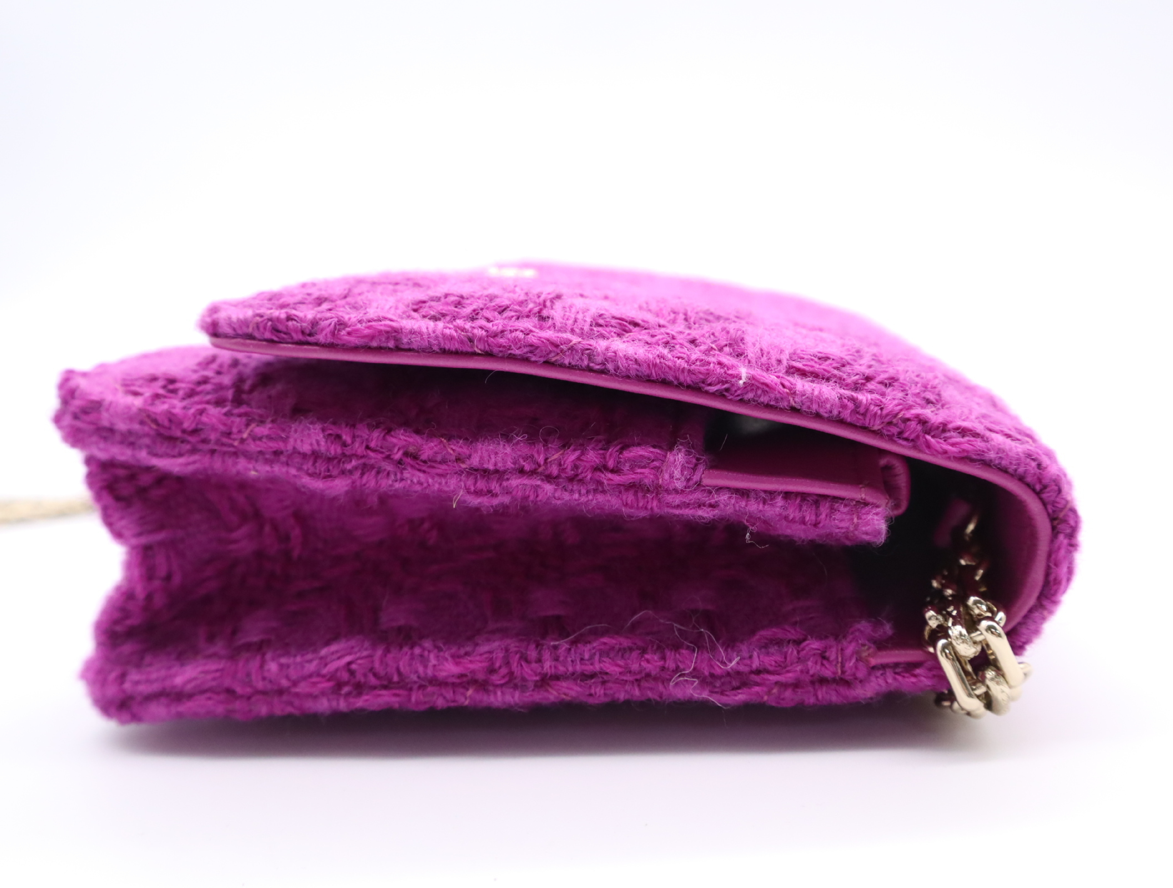 Tweed Chain Wallet, Small Flap, Small Chain, Gold Hardware, Purple, Seal, 29080523, Shoulder Bag — view 5