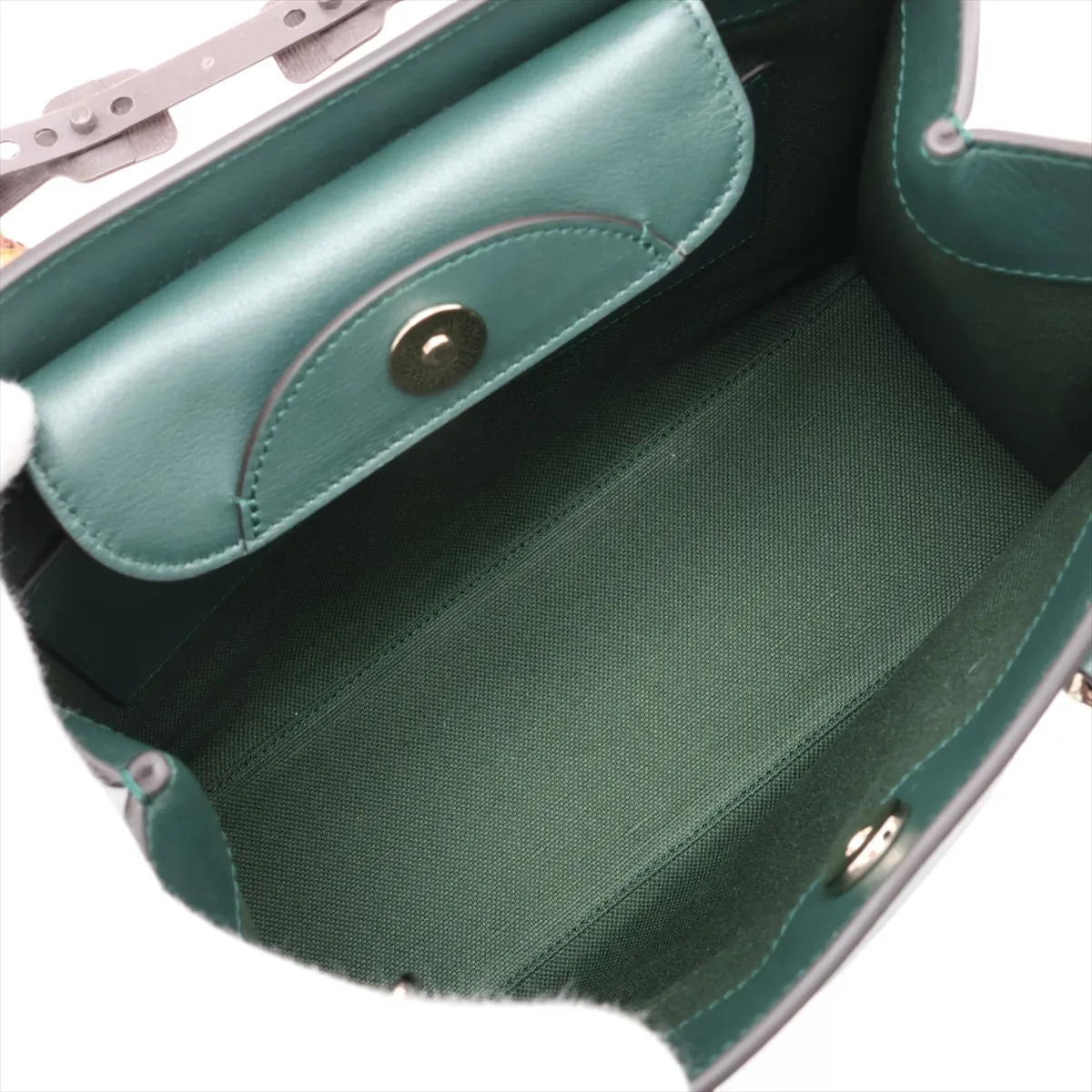 Bamboo Diana Leather 2-Way Handbag, Green, 853226 — view 8